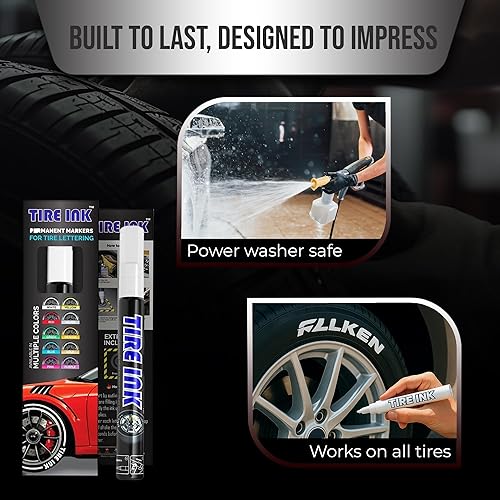 Miniatura 4 de Lapiceras de pintura Tire Ink para neumáticos de coche permanente y a prueba de agua en 8 colores: blanco, rojo, azul, verde, amarillo, anaranjado
