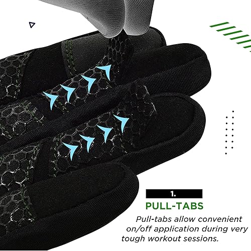 Miniatura 7 de RDX Guantes de levantamiento de pesas para entrenamiento de gimnasio, pantalla táctil de dedo completo, protección acolchada antideslizante