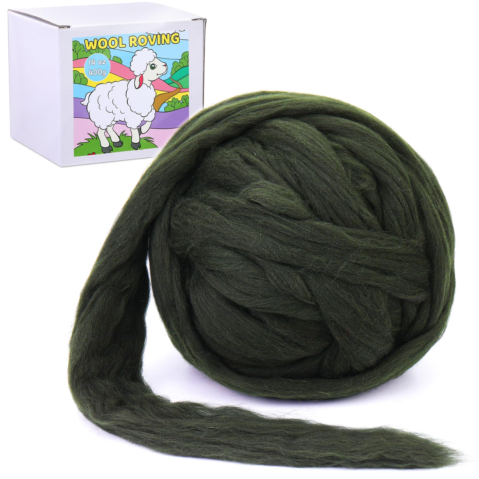 QMNNMA 14.1oz Wool Roving Yarn, Needle Felting Wool, Felting Supplies