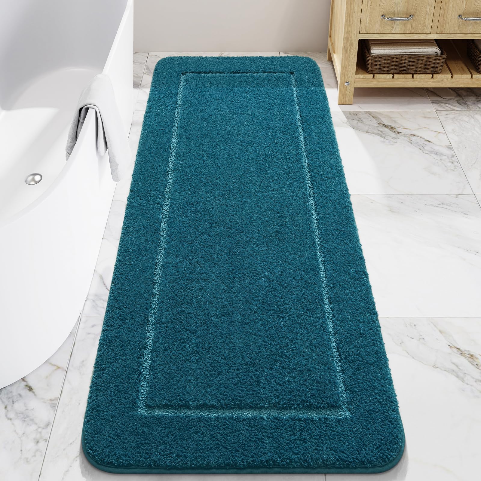 Photo 1 of LOCHAS Bathroom Rug 24" x 60" Peacock Blue