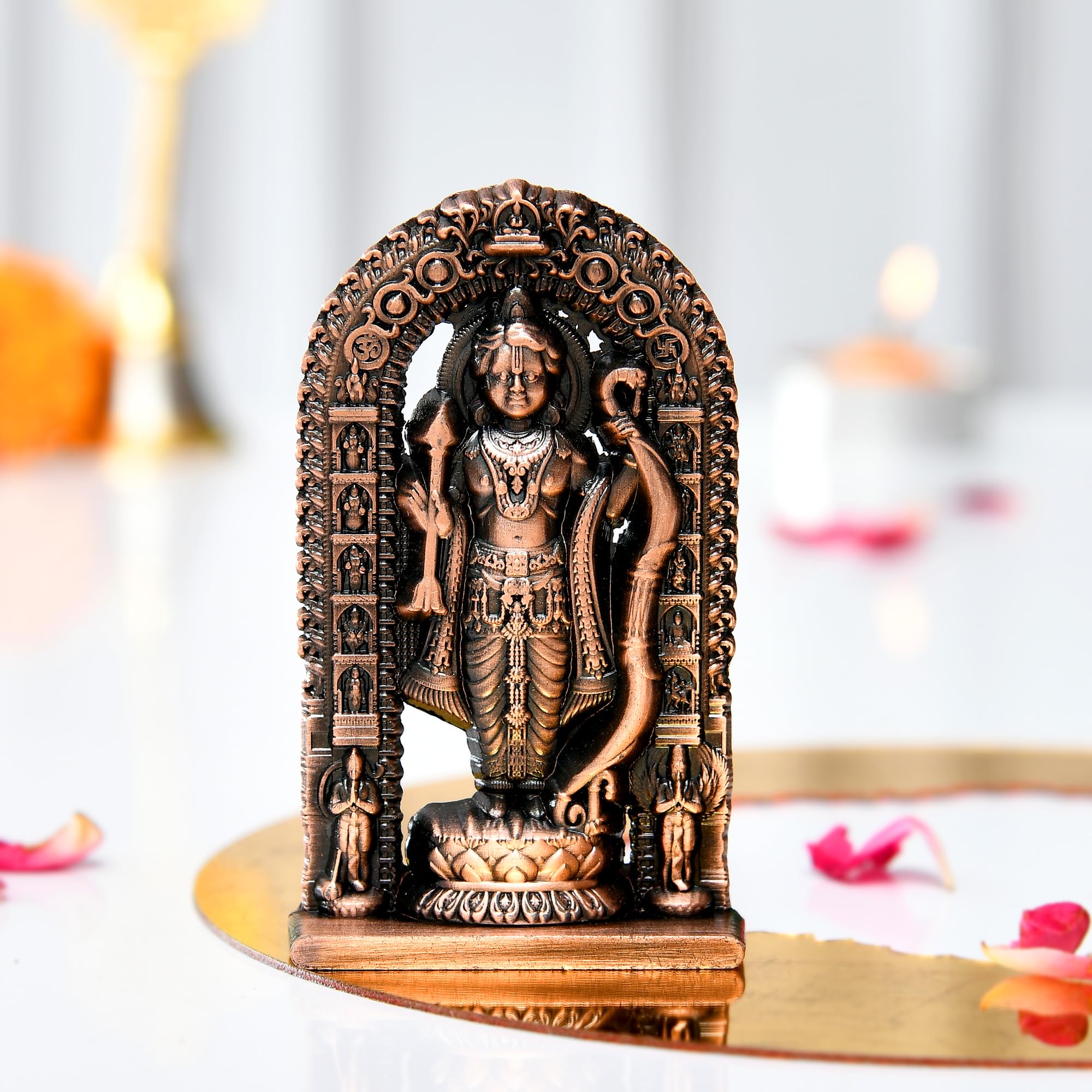 CraftVatika Copper Ram Lalla Idol Ayodhya Copper Shree Ram Lalla Murti Ayodhya Ram Idol for Home Decor, Pooja, Temple Mandir Housewarming Gifts Unique Set of 1 (Height - 2.7 Inch)