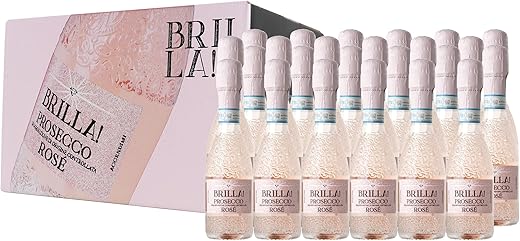 BRILLA Prosecco DOC Rose Brillino! Fruity, Made in Italy (Veneto), Box of 24 Bottles x 200 ml, Alcohol 11% - 4900 ml