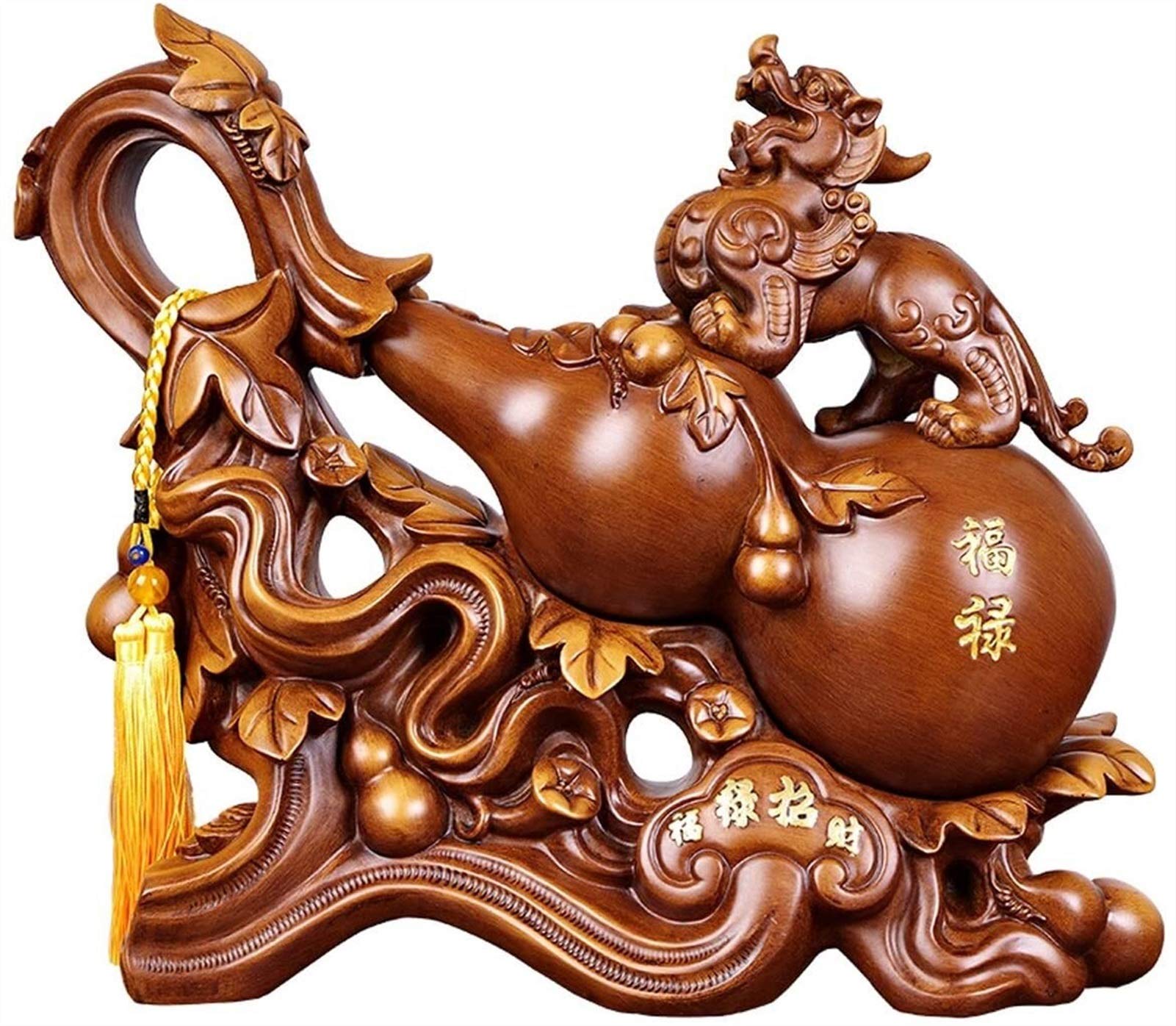 Statue PiXiu Feng Shui en résine dorée pour décoration de bureau et maison