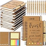 Spakon 60 Pcs/ 30 Set Christmas Christian Gifts Bulk Bible Notebooks with Sticky Notes Ballpoint Pen Prayer Journals for Men Women Church Employee Pastor Appreciation VBS Inspiration Gifts(Kraft)