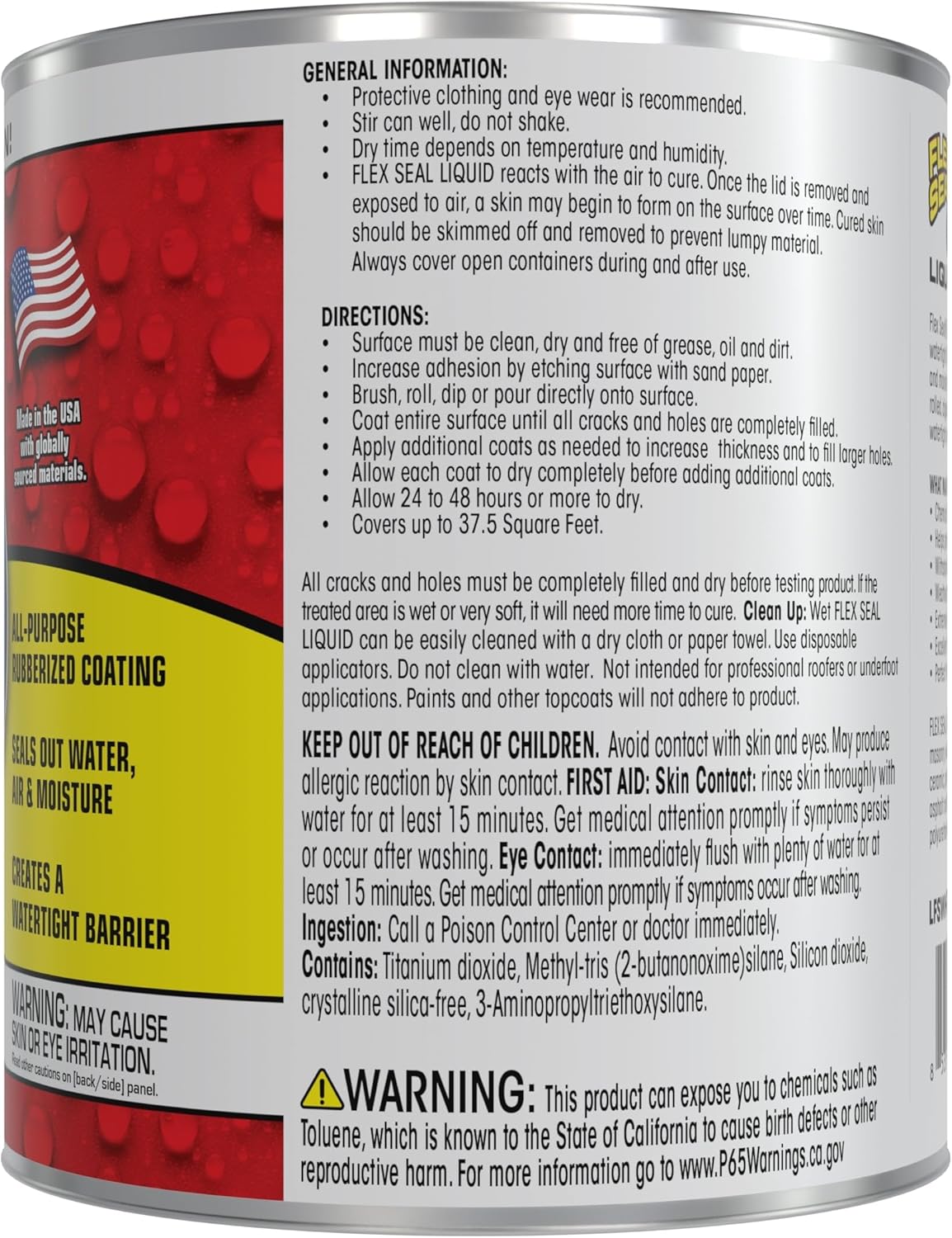 Flex Seal Liquid, Rubber Coating Sealant, Waterproof, Flexible, Breathable, and UV Resistant, Roof Repair, Basements, RV, Campers, Trailers, Marine, EPDM, Masonry, White, 32 oz