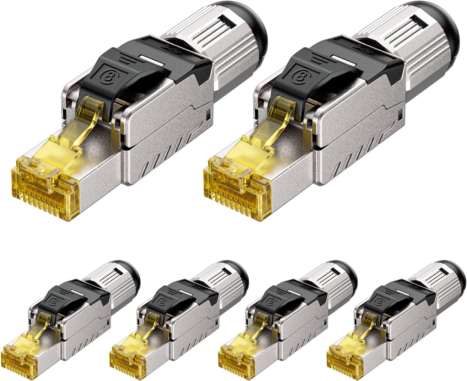 – Cable Matters 6-Pack Tool Free Shielded RJ45 Connector Cat 8, Cat8 Field Termination Plug, Cat8 Connector, Cat 8 Plug