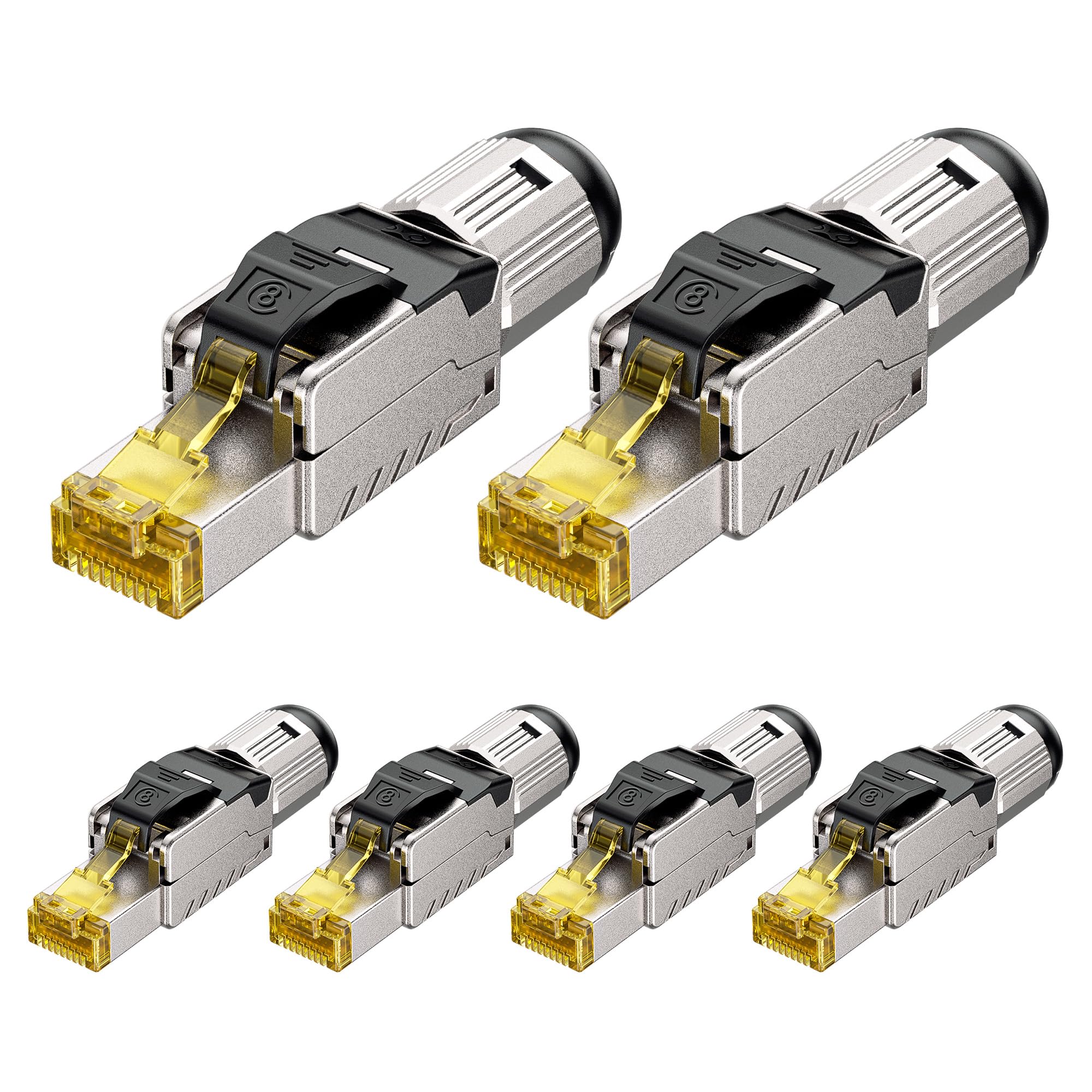 Cable Matters 6-Pack Tool Free Shielded RJ45 Cat 8, Cat8 Field