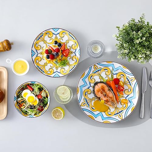 Miniatura 6 de vancasso Jasmin - Juego de vajilla para 4 vajillas coloridas de porcelana pintada a mano, estilo árabe, 12 piezas