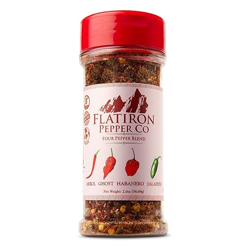 Flatiron Pepper Co - Mezcla de cuatro pimientas. Copos de chile rojo de alta calidad. Habanero - Jalapeño - Arbol - Pimienta fantasma