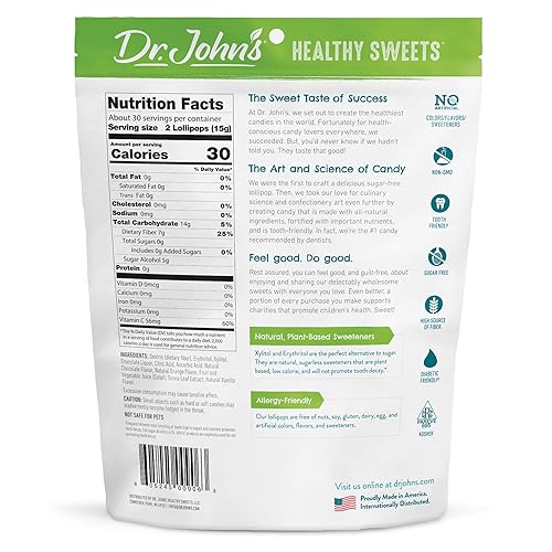 Miniatura 2 de Dr. John's - Caramelos sin azúcar, paletas saludables con cero azúcar, aperitivos bajos en calorías, dulces duros aptos para Keto, ovalado de