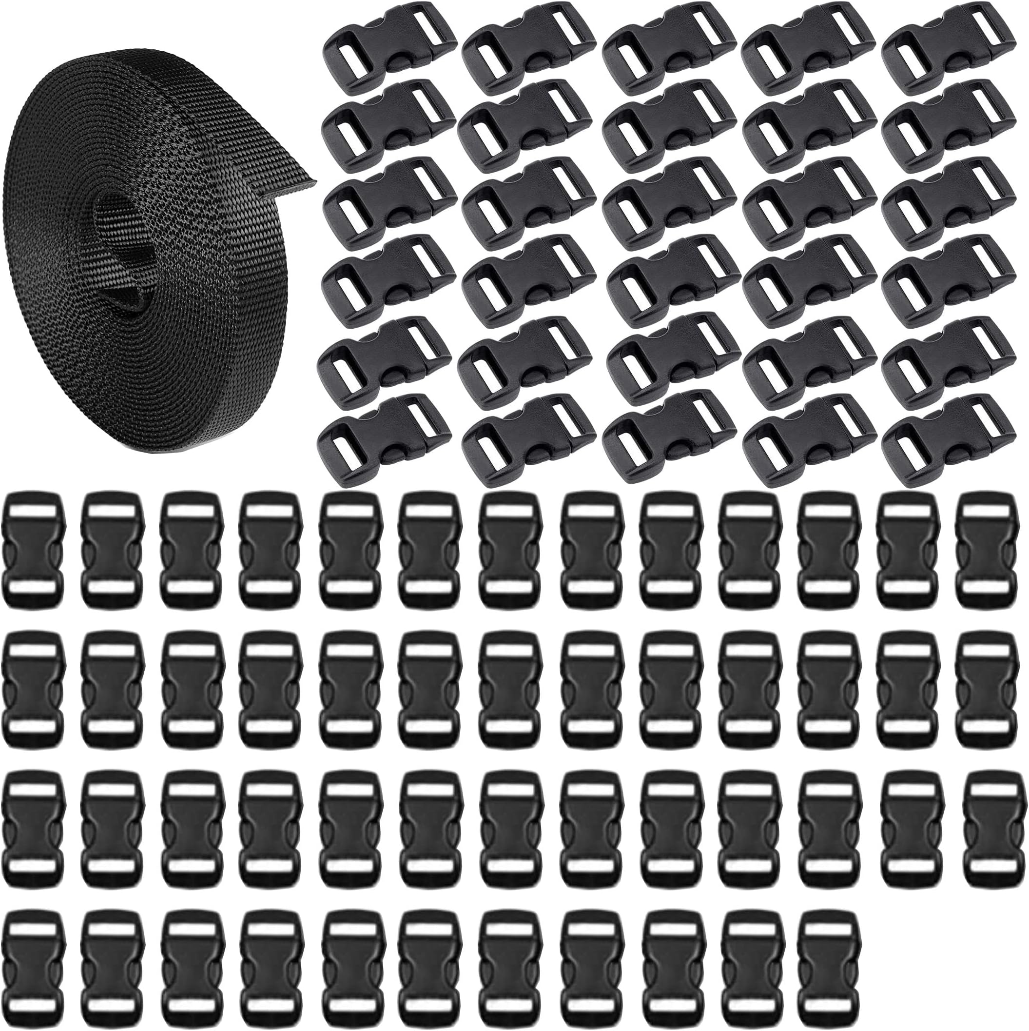 5 Pcs Boucles de Libération Rapide Latérales en Plastique Noir pour Sangle de 15mm