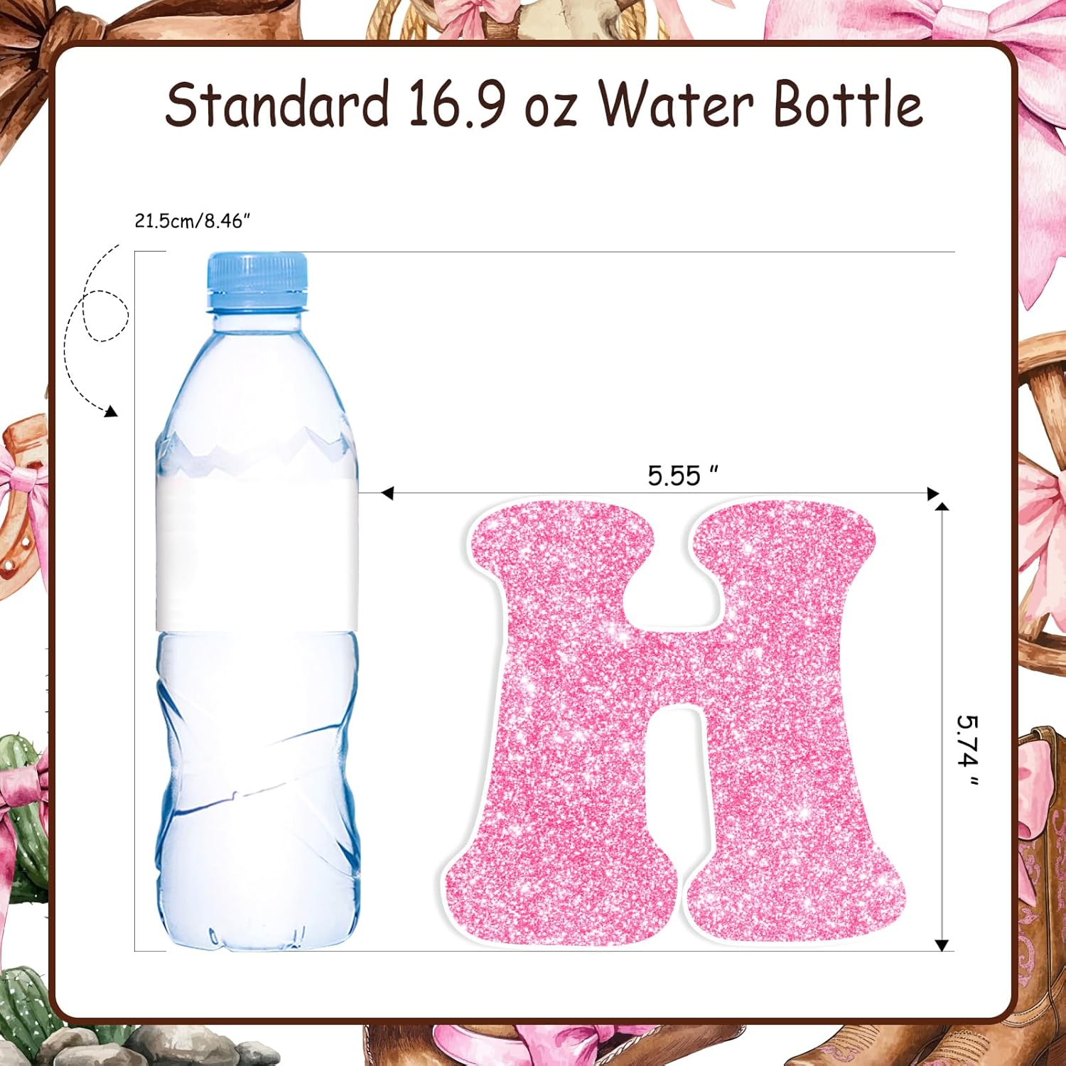 Bow Cowgirl Birthday Banners Pink Western Cowgirls Decorations 2PCS Glitter Boots and Bows Banner Garland Cowgirl Bows Bday Decor for Girls Western Theme Baby Shower Supplies - Image 5