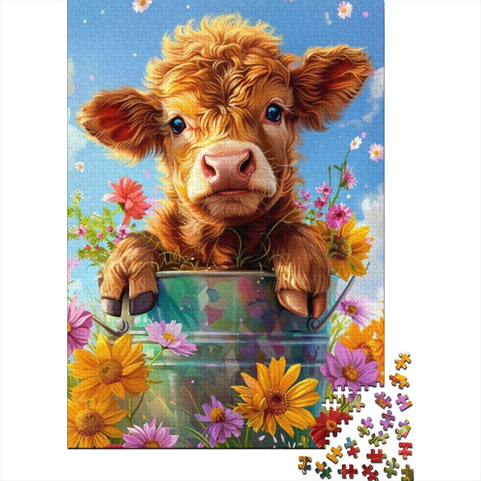 Calf 1000 Piece Jigsaw Puzzle Paper Adult Flowers Puzzle Game for Family Focus 58字符 关键词:1000 Piece Jigsaw Puzzle Puzzle Game for Family nan — image 1