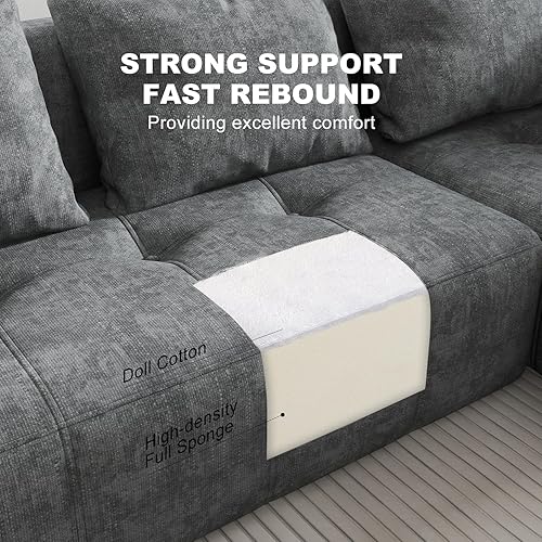 Miniatura 3 de Camillas modulares modulares de 105 pulgadas para sala de estar, sofá modular Cloud con asiento profundo, sofá convertible en forma de L, sofás