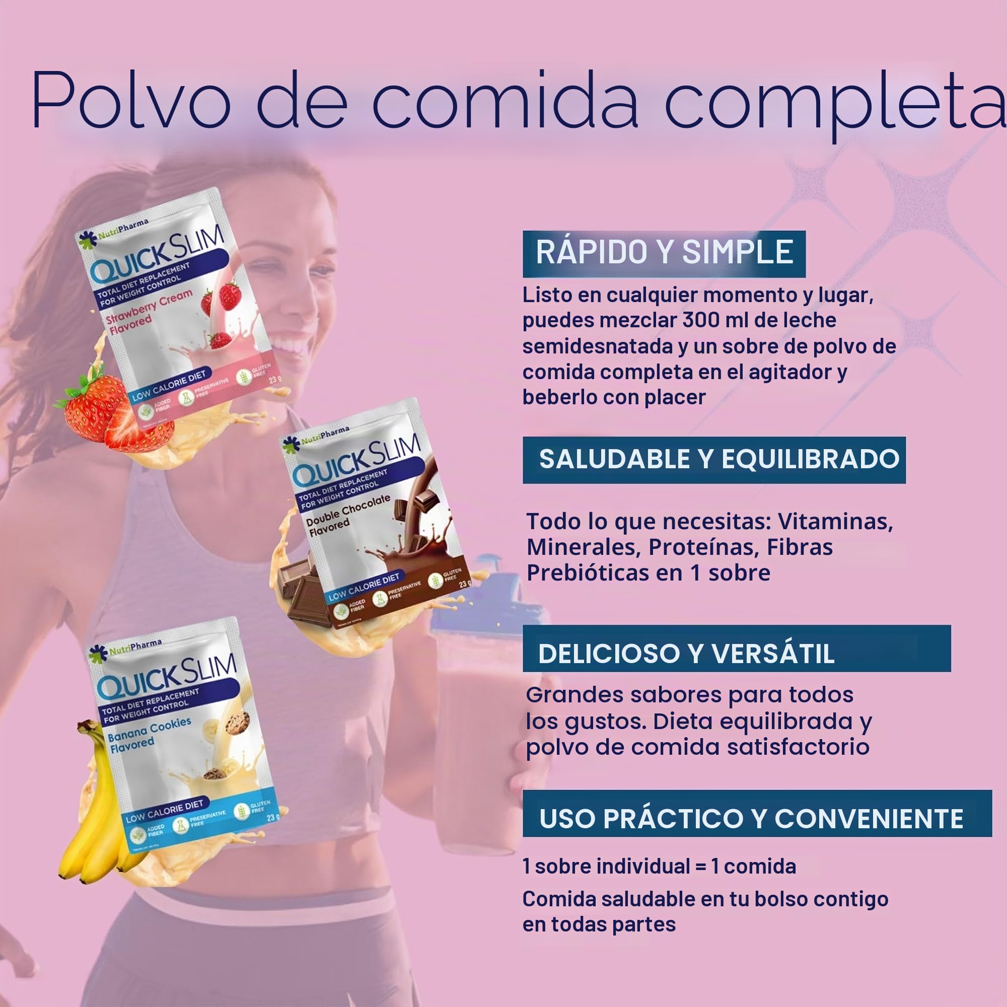 Quick Slim Meal Replacement Shake for Weight Loss, 30 Servings, 20g Protein, 27 Vitamins & Minerals, Dietary Fiber, Low Carb, Gluten Free (Mixed Flavored)