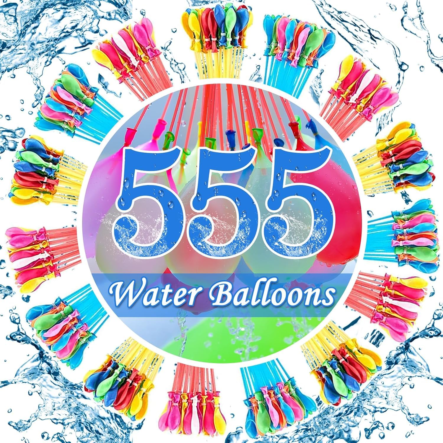 AQDJWHM 555 Pieces Water Balloons for Kids Easy Fill, Rapid Filling Self Sealing Water Balloons, Colorful Water Bombs for Kids Summer Party