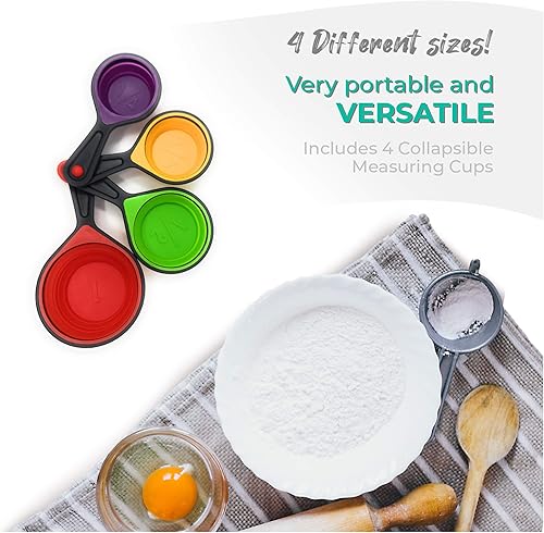 Miniatura 3 de Contenedores plegables de silicona para almacenamiento de alimentos, juego de 16 piezas con tapas hechas por Silictek, tazas medidoras de viaje de