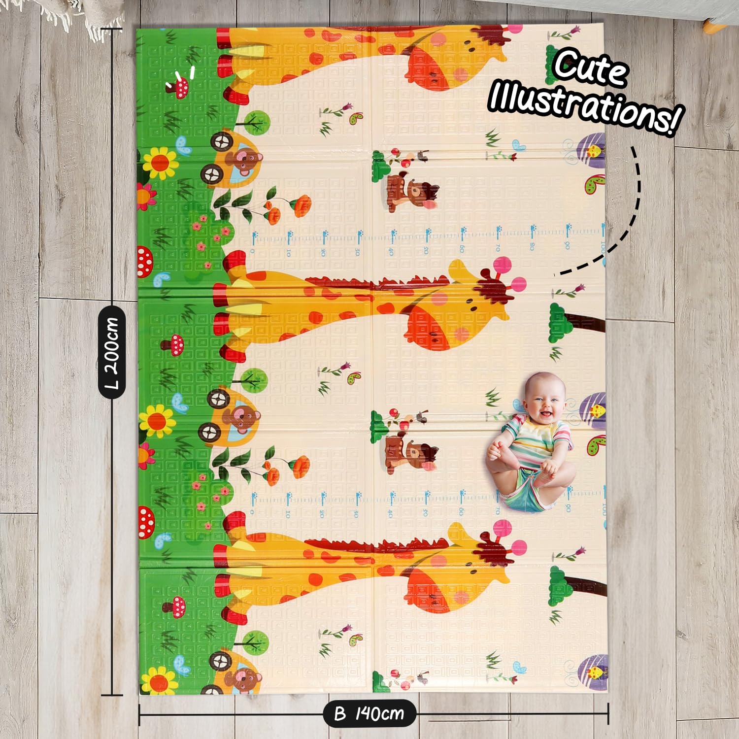 FIRSTCRY INTELLISKILLS Premium Extra Large Reversible Play Mat for Babies, Learning & Crawling Foldable Baby Mat for Floor, 6.5x4.5 ft, 0.6cm Thick, (Animal Tribe), Multicolor, 1 Count - Image 2 thumbnail