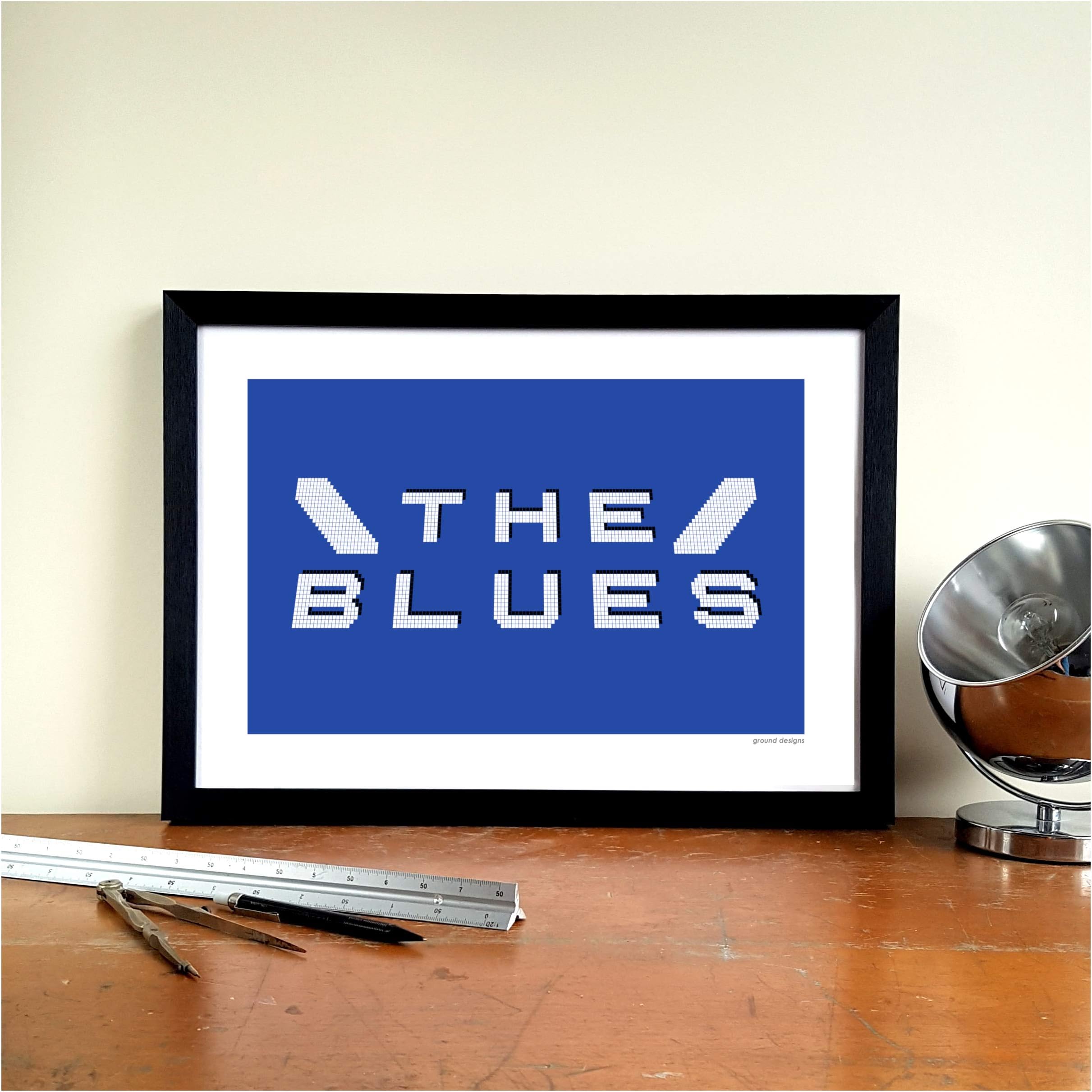 GroundDesigns Birmingham City FC Football Gift Graphic Design Art Print - St Andrew's"Tilton Blues" Ground Designs BCFC