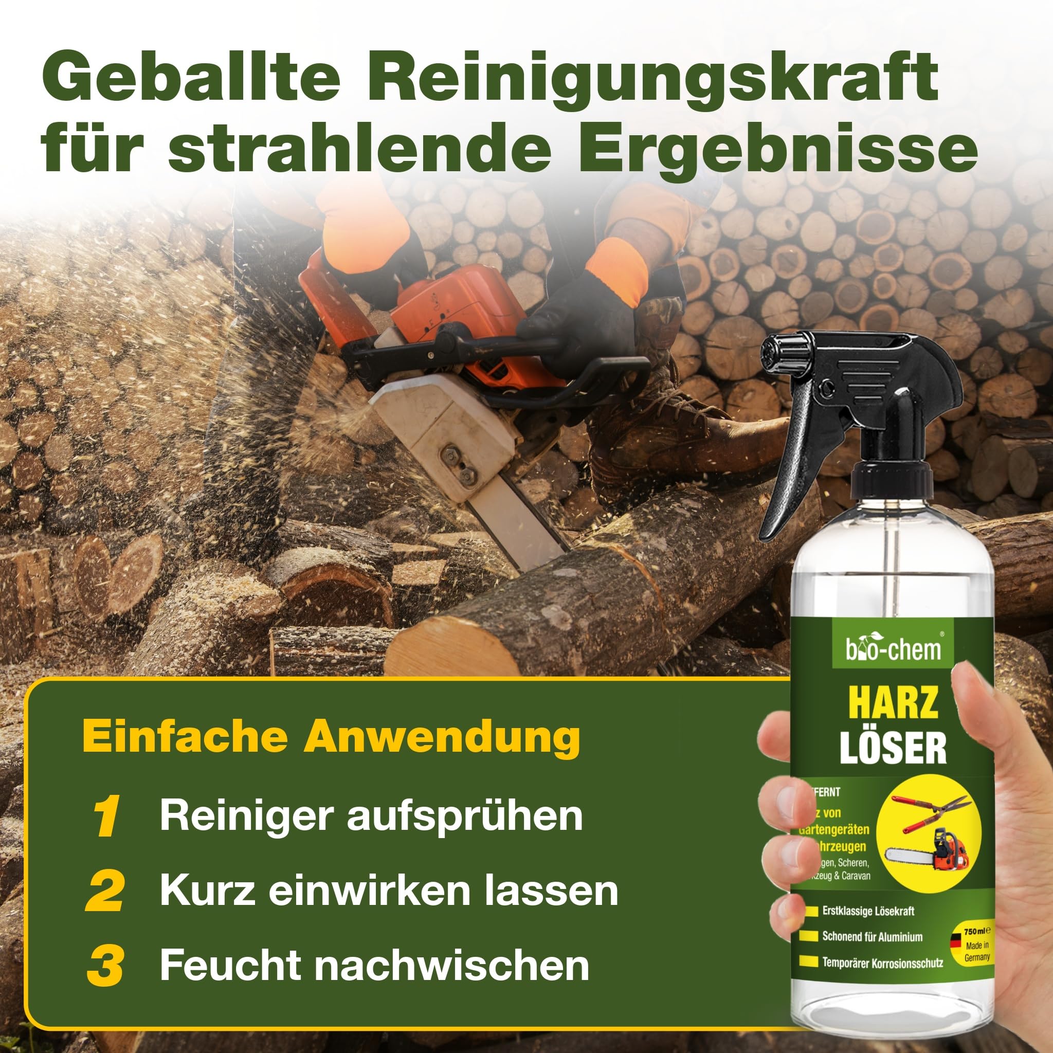 bio-chem Harzlöser Harzentferner 20L Kanister | Für Gartengeräte und Werkzeuge aller Art | schnellwirkender Harzentferner