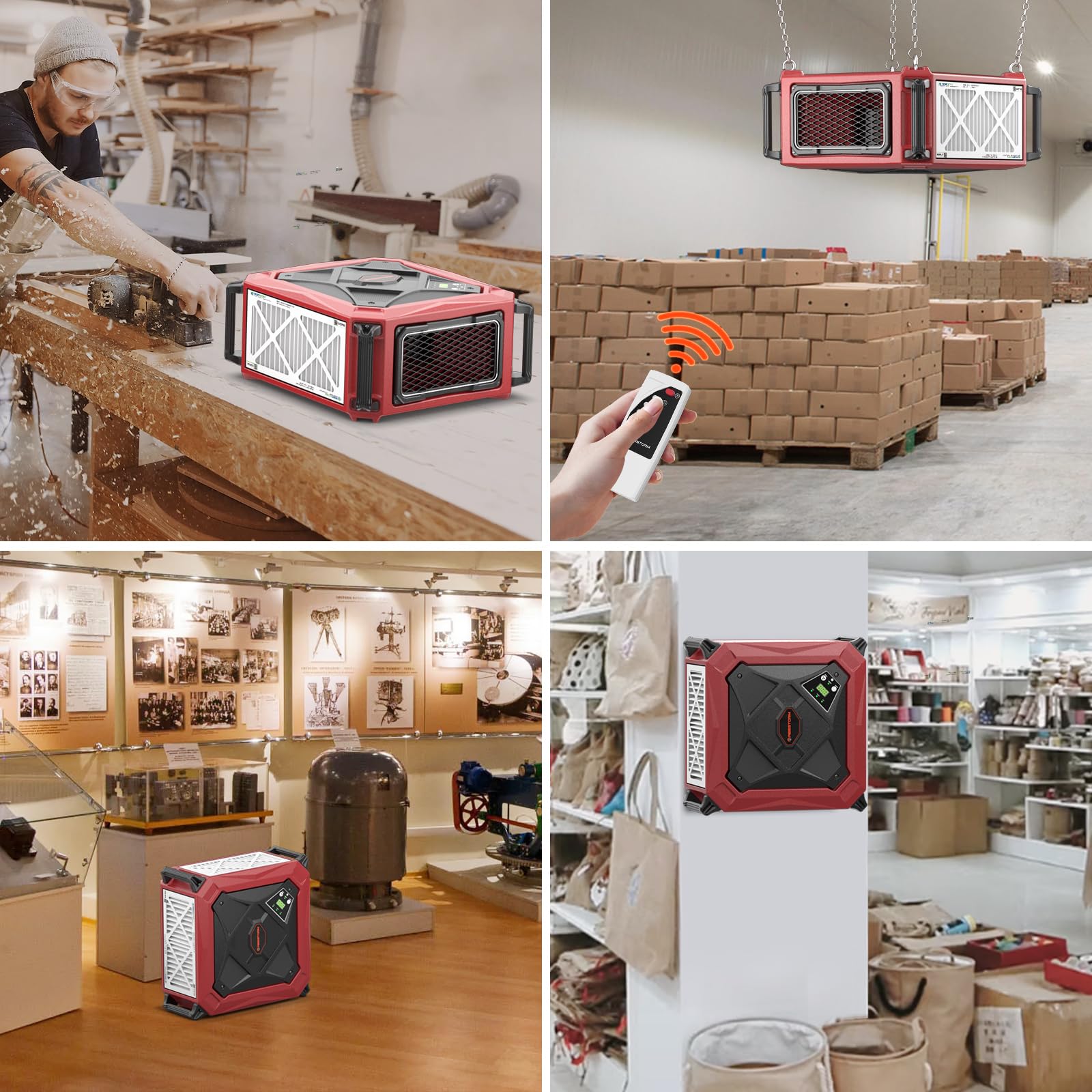 Abestorm - Sistema di filtrazione dell'aria 1080CFM, collettore di polveri da officina con potente ventilatore a vortice, adatto per la lavorazione del legno, garage, officine, fino a 1100 mq. ft.