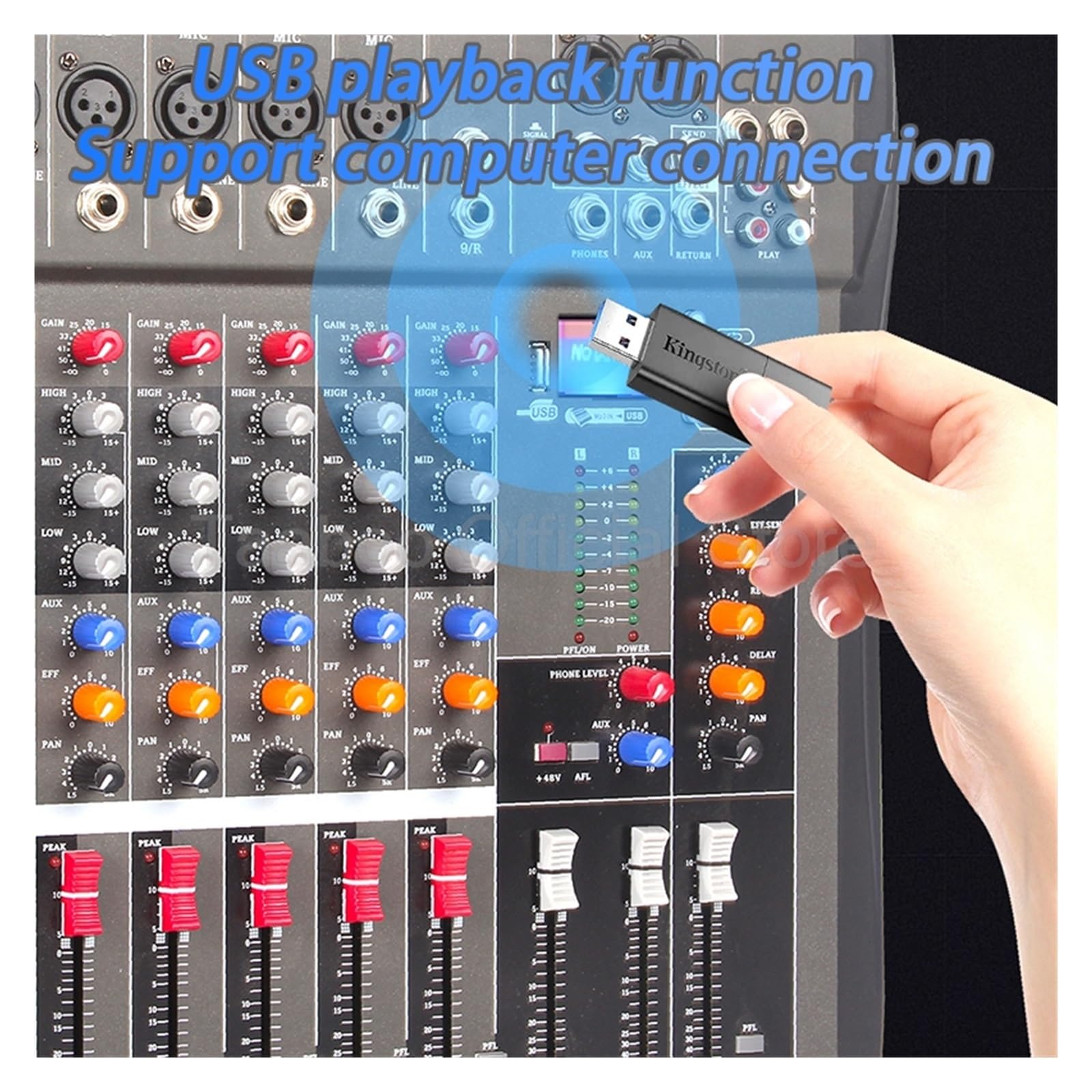 Mikser dźwięku, Mikser 8/12-kanałowy Profesjonalna konsola miksująca dźwięk Obsługa interfejsu zasilania Bluetooth USB 48 V dla baru DJ Party(12-channel Mixer)
