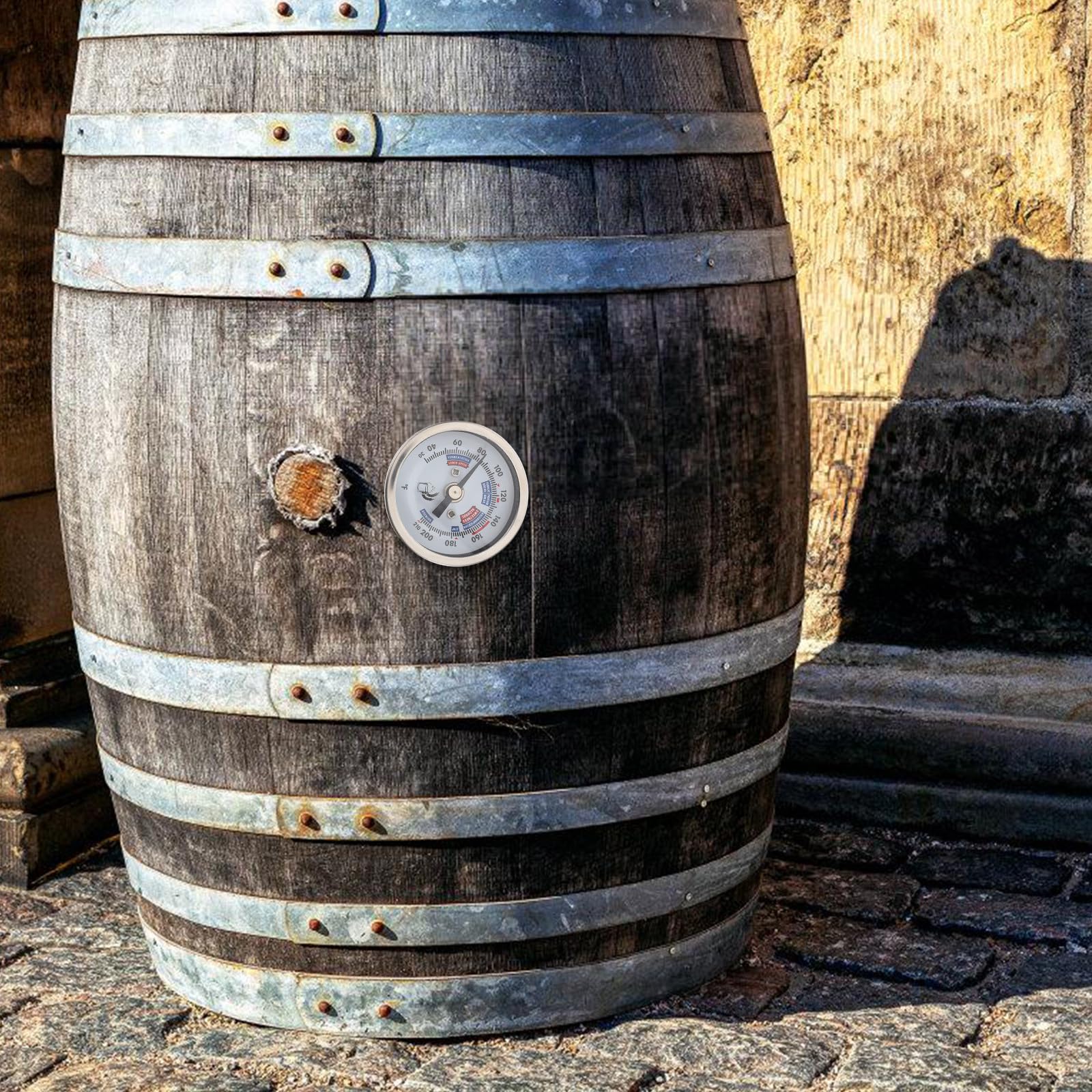 Termómetro de Barril de Vino de Acero Inoxidable Plata de Lectura Precisa