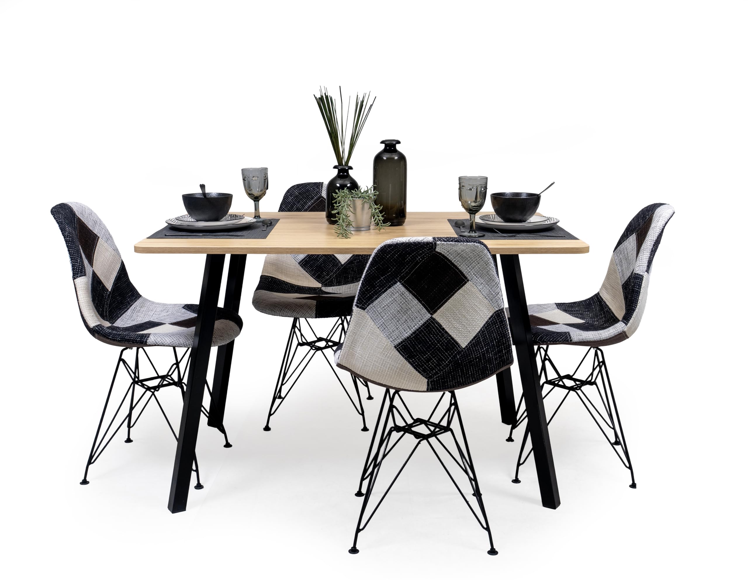 Homely® | Mesa de Comedor o Cocina Nadir | Diseño Funcional de 120x80 | Mesa Industrial, Sencilla Y Minimalista | Diseño Versátil chapada melamina Roble y Patas Metal Negro | Mesa para 4 Personas