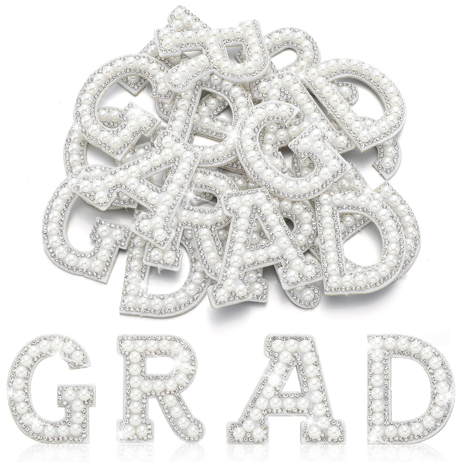 Photo 1 of Glenmal Graduation Pearl Rhinestone Letter Patches (20 Pcs)