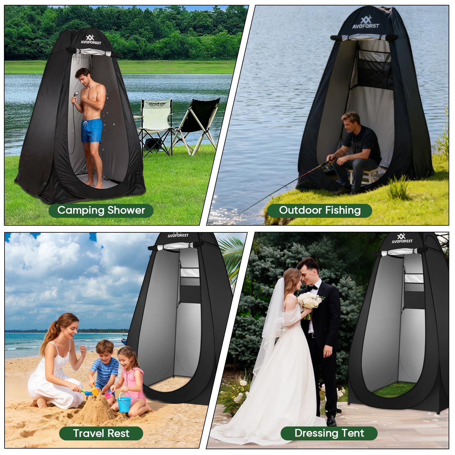 Pop Up Duschzelt, Toilettenzelt mit Tragetasche & Zubehör, Mobile Umkleidezelt Privatsphäre Toilette Outdoor Klozelt, Duschzelt Camping für Wandern Strand Angeln