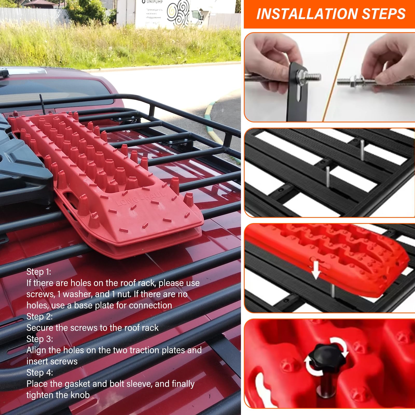 Support De Montage Tout-Terrain, Piste De Récupération à Traction, Planche De Traction Support De Planche De Récupération, Planches De Traction De Récupération pour Voiture Tout-Terrain Camion