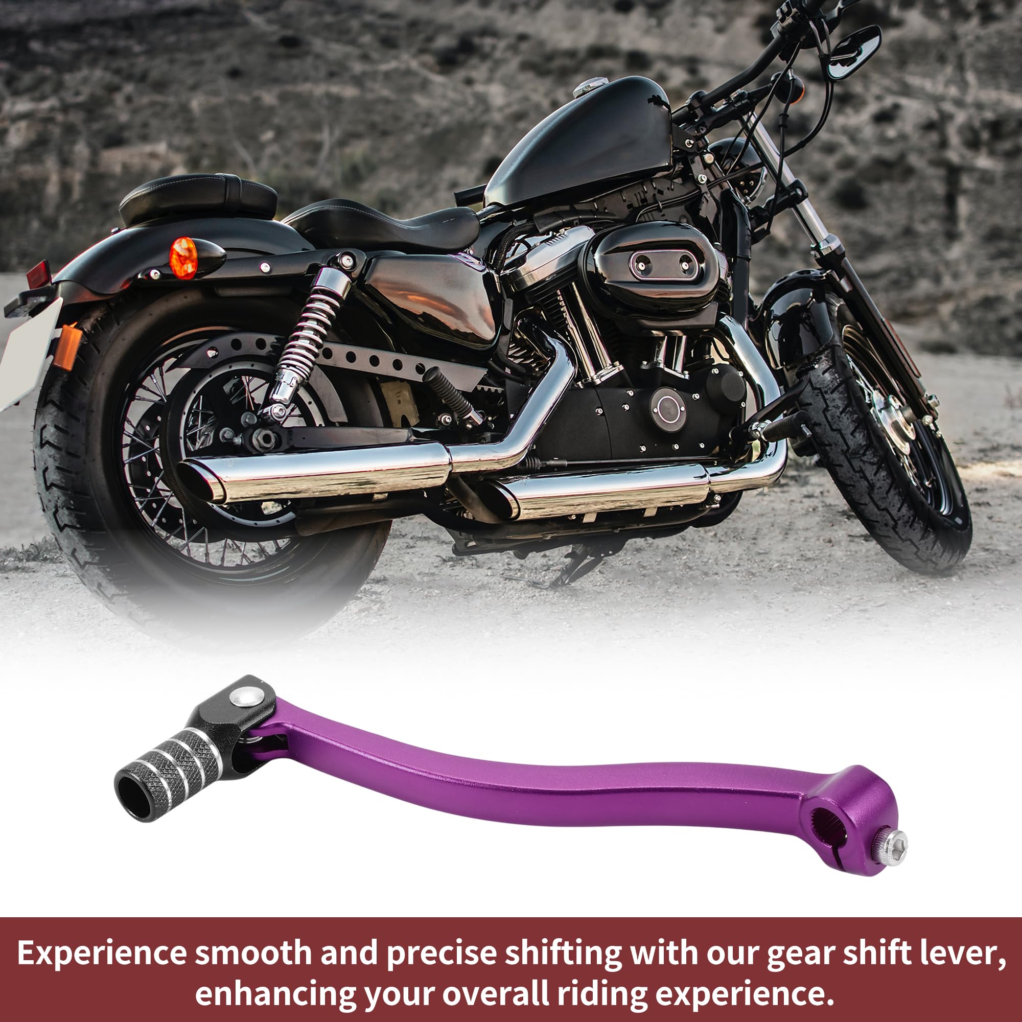 Leva del cambio pieghevole per moto per Kayo T6 Braccio leva in lega di alluminio Leva viola Testa nera con anello tono argento