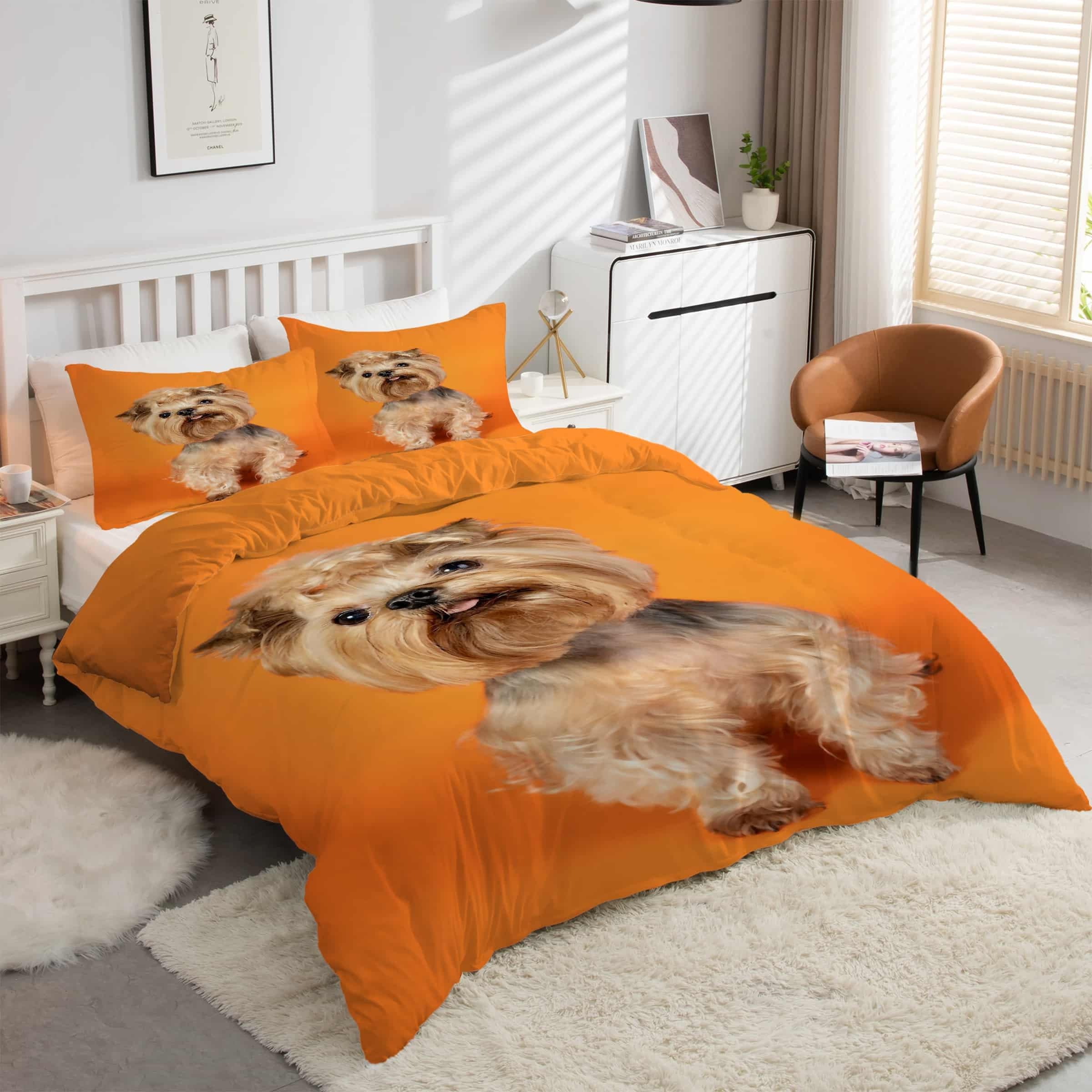Housse couette chien Shih Tzu 200x200 pour chambre ambiance animaux