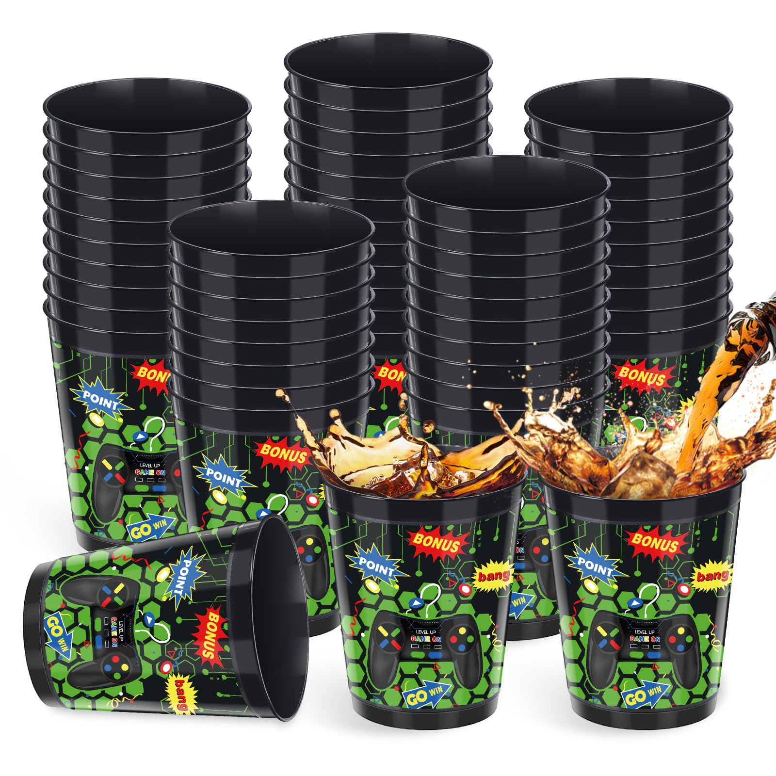 Amazon.com: 24 Pieces 16 oz Video Game Theme Cups Gaming Party Cup ...