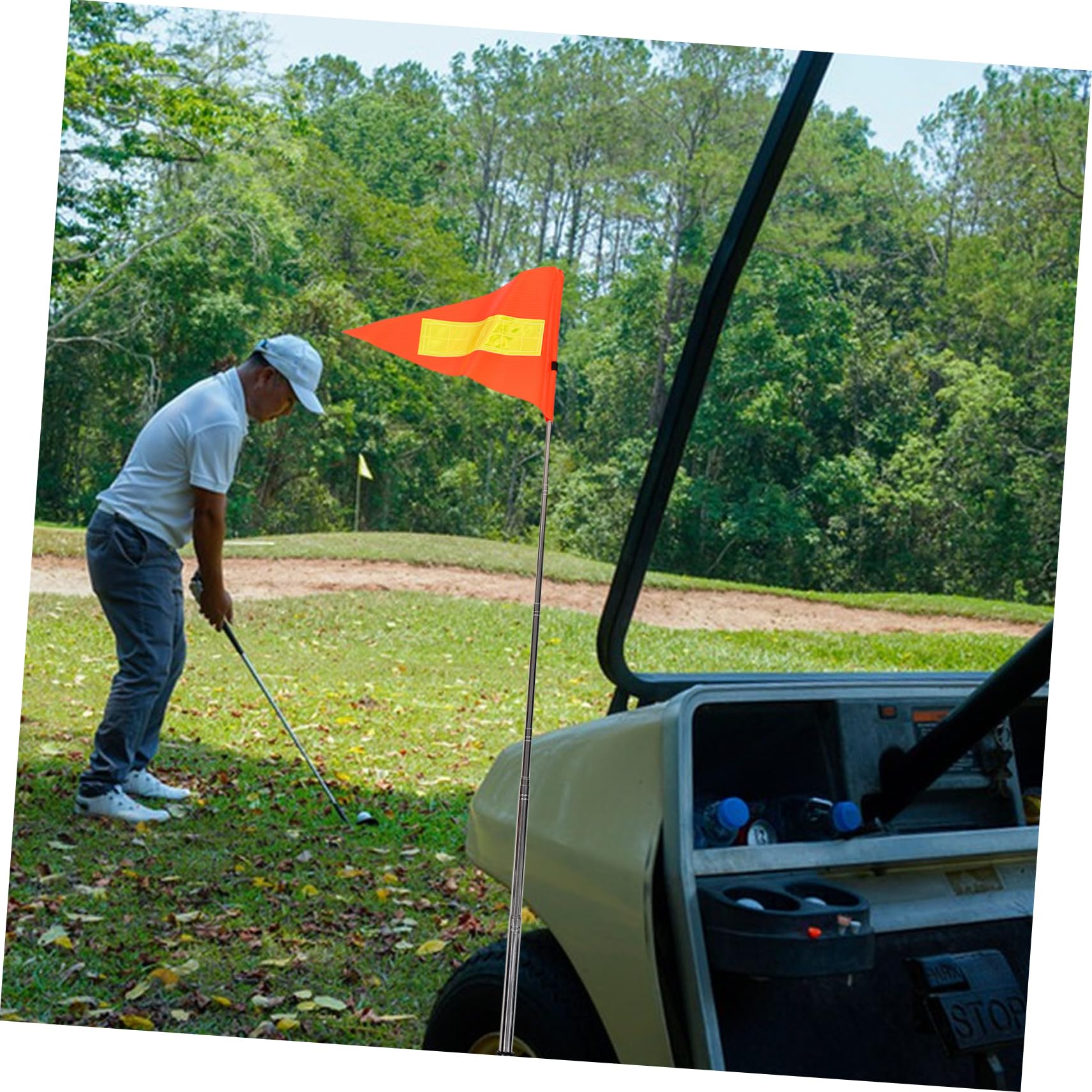 Cabilock 5 Piezas Banderín retráctil scooter telescópico con bandera de seguridad bandera de seguridad para sillas de ruedas Asta de para carrito de golf telescópica Naranja