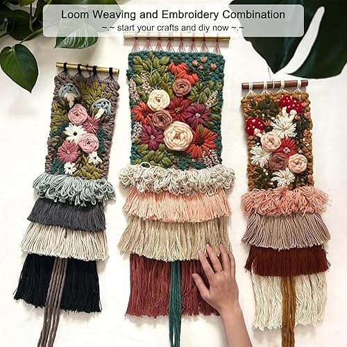Miniatura 7 de Kit de telar de tejido, telar de tejido multiartesanal de madera con armazón grande de tapicería 9.85x 15.5 pulgadas, máquina de tejido de punto