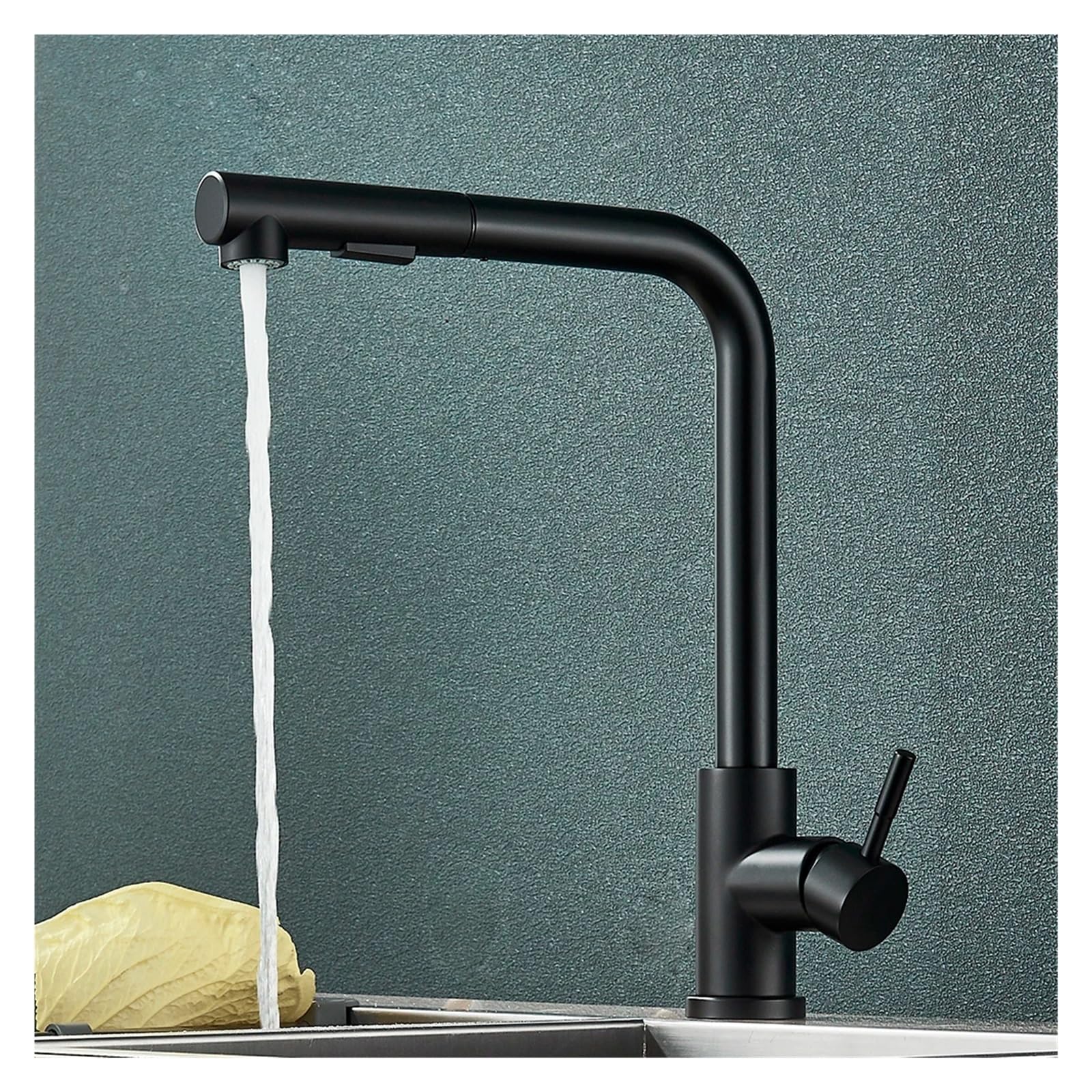 Robinet de cuisine noir extractible bec 2 fonctions mitigeur eau chaude froide