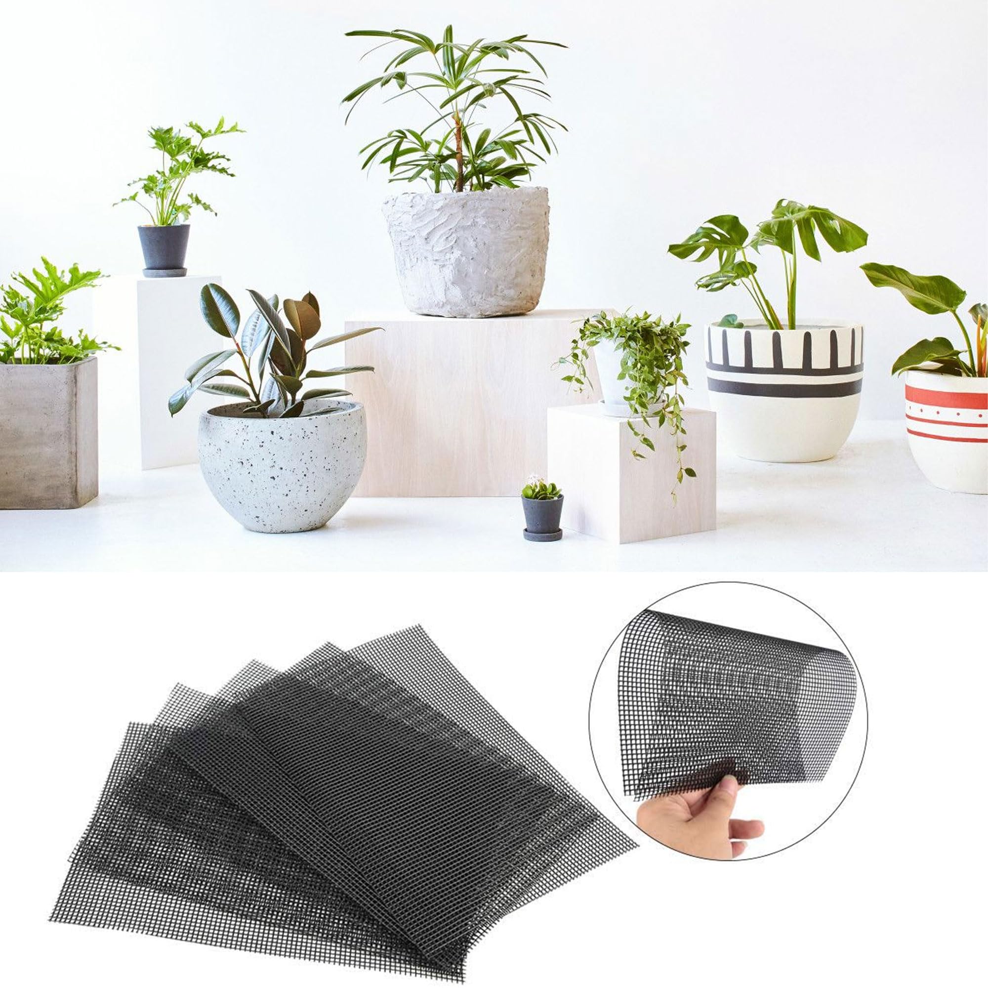 Blumentopf Drainage Mesh 15 Stück - 20x30cm Glasfaser Netze | Wiederverwendbar Für Garten & Bonsai