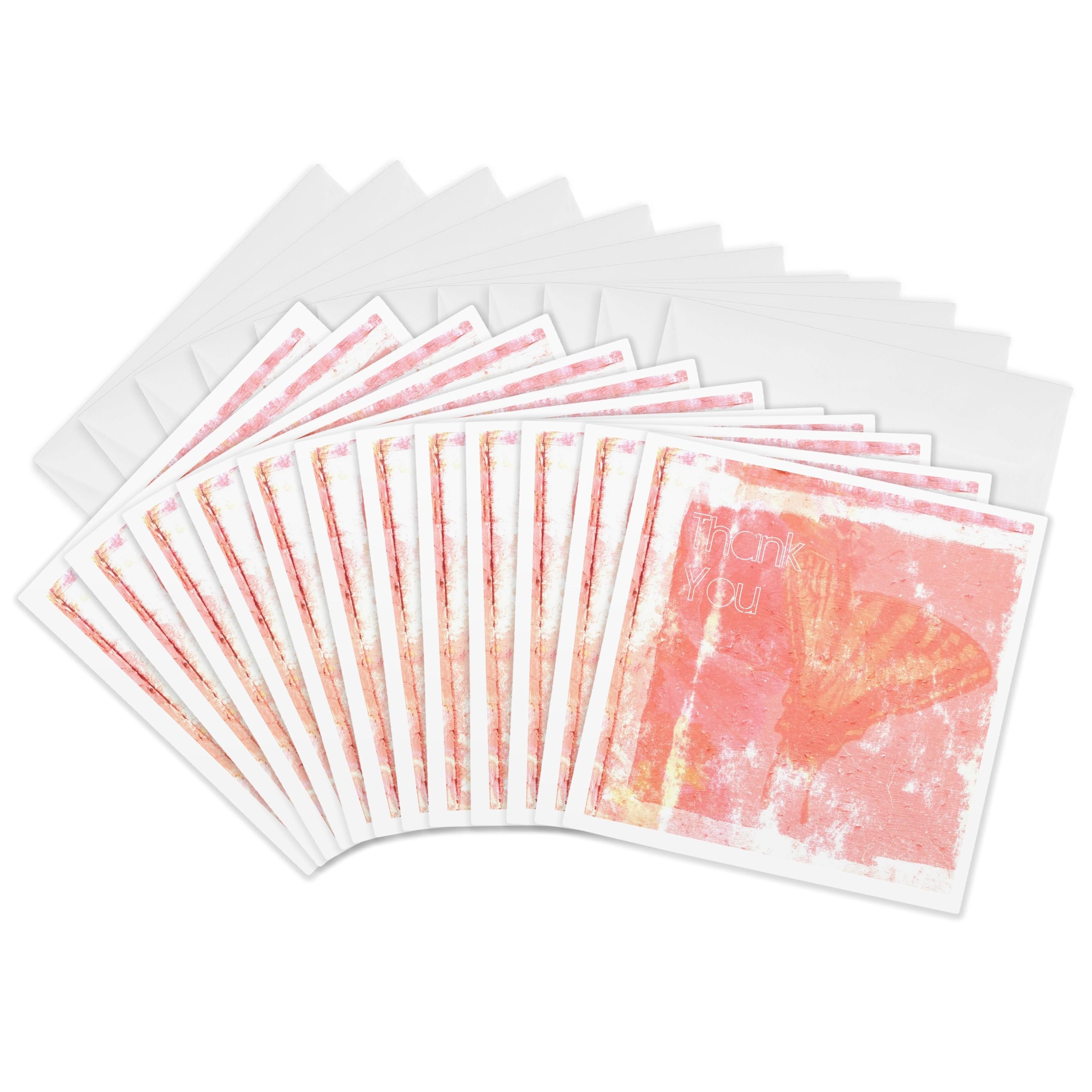 3dRose gc_30328_2 6 x 6-Inch "Thank You Pink Butterfly Flower Photography Nature" Greeting Card (Pack of 12)