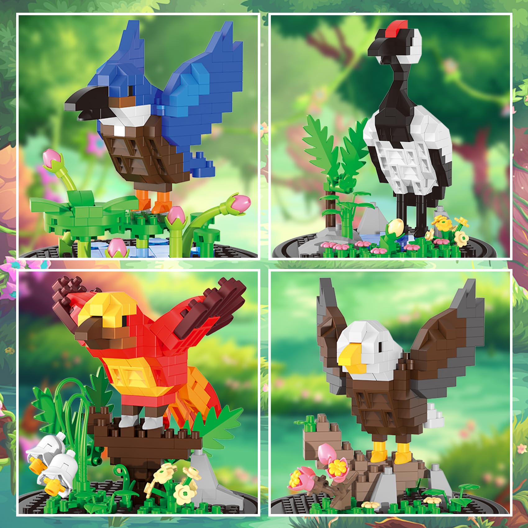 LULUFUN Animal Building Blocks Set,Birds Mini Building Toy, Educational Toy,Gift for Adults and Children,Set of 6 - Image 3