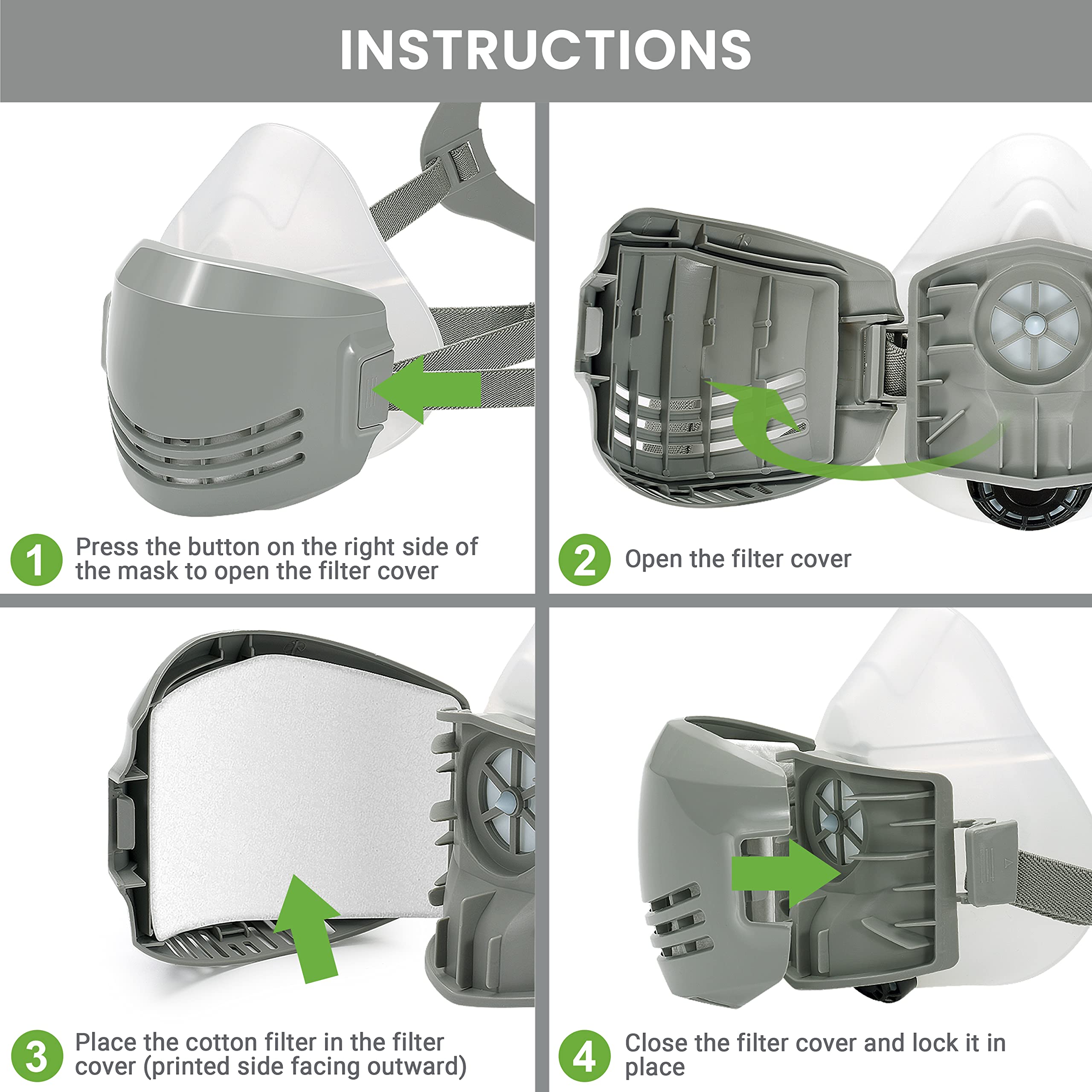 AirGearPro F-200 Filtri per Maschera D-200, Antipolvere Riutilizzabile per Verniciatura, Costruzione, Fai da te, Levigatura