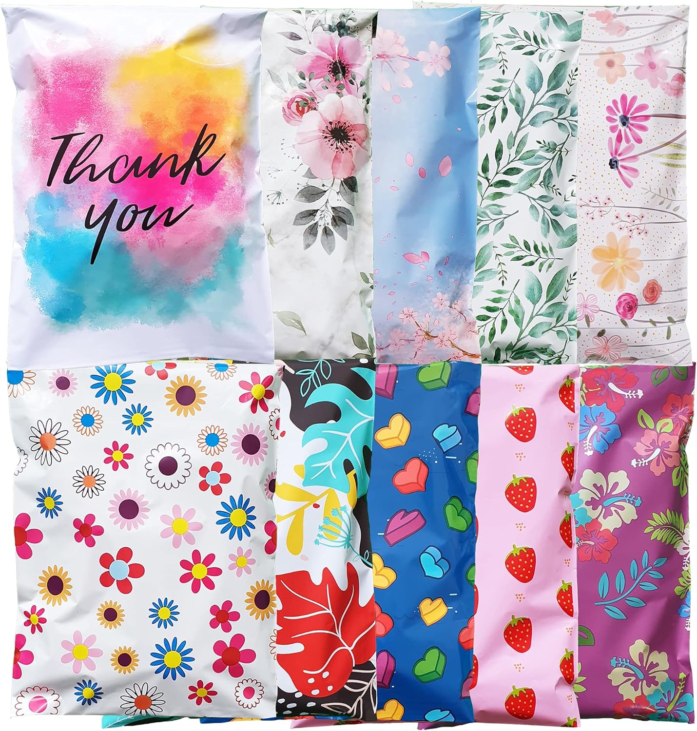 CutePackage 10x13 200ct Variety Mix Pack 10 Design Designer Poly Mailer Envelope Plastic Custom Mailing Shipping Bags with Self Seal Adhesive Strip Tamper Proof Packaging Bag with Enhanced Durability