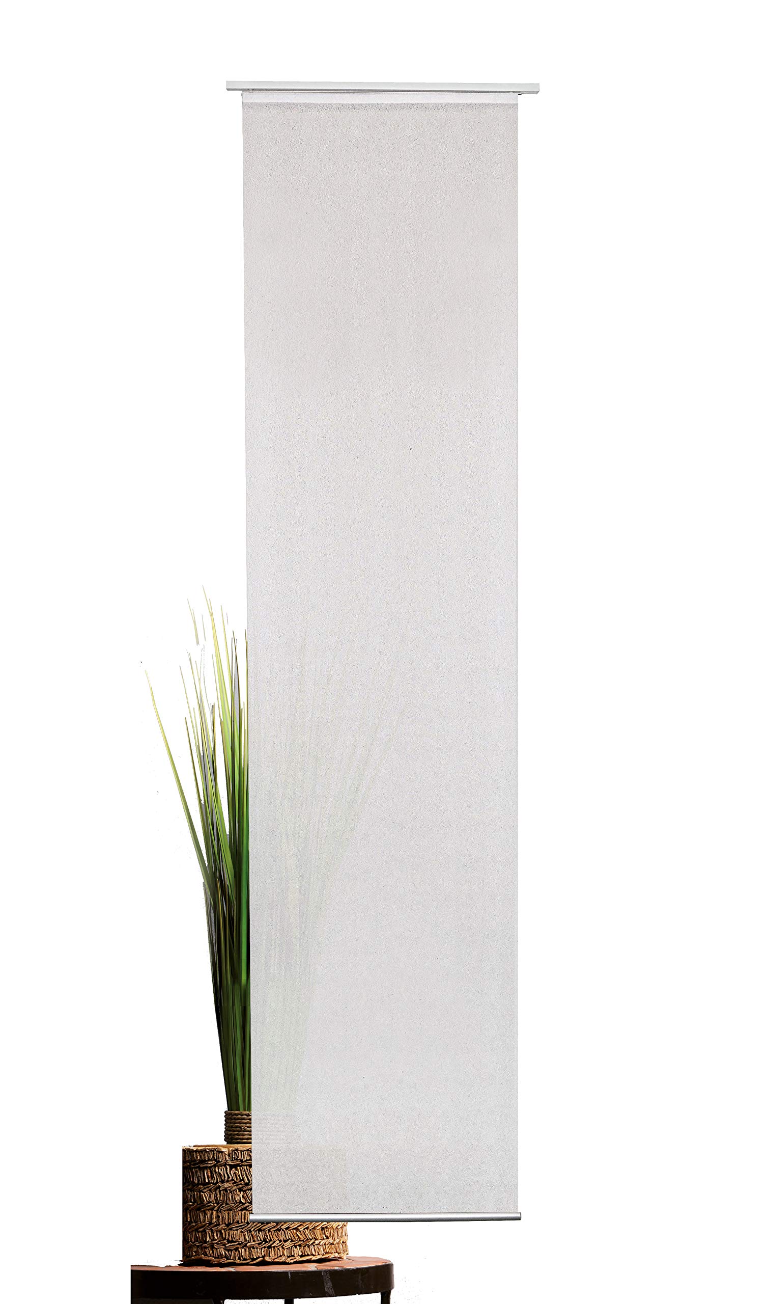 Lot de panneaux japonais 60 x 300 cm - Différents modèles avec lestage à clic et chariot de panneaux - Panneau coulissant en maille - Blanc