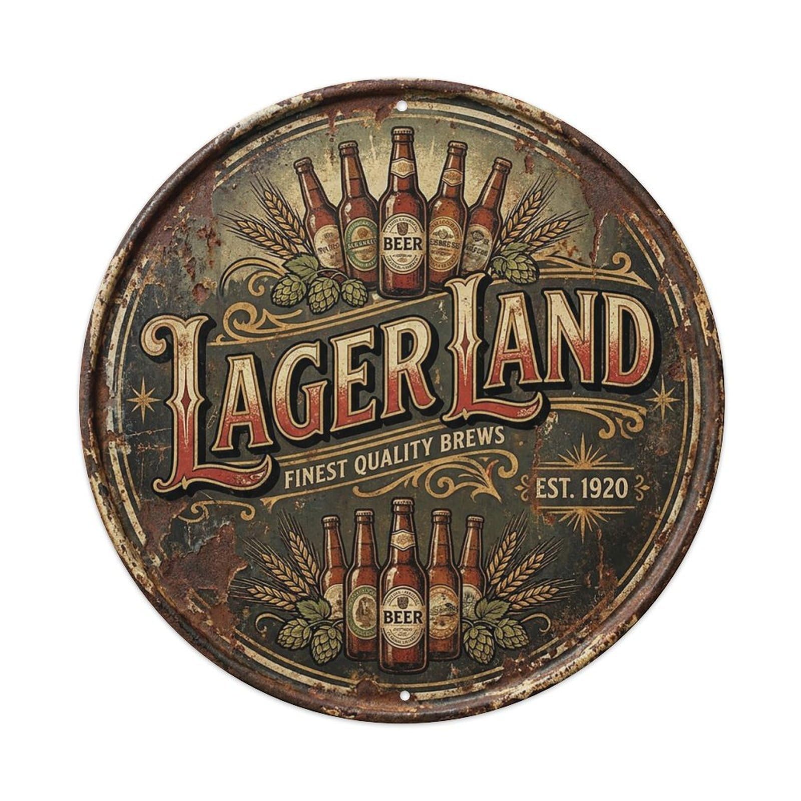 Vintage Beer Tavern Lager Land Retro Bar for Pub Vintage Metal Tin Sign Plaque Wall Decor for Cafe, Club Bar, Office, Garden Metal Poster 8x8Inch