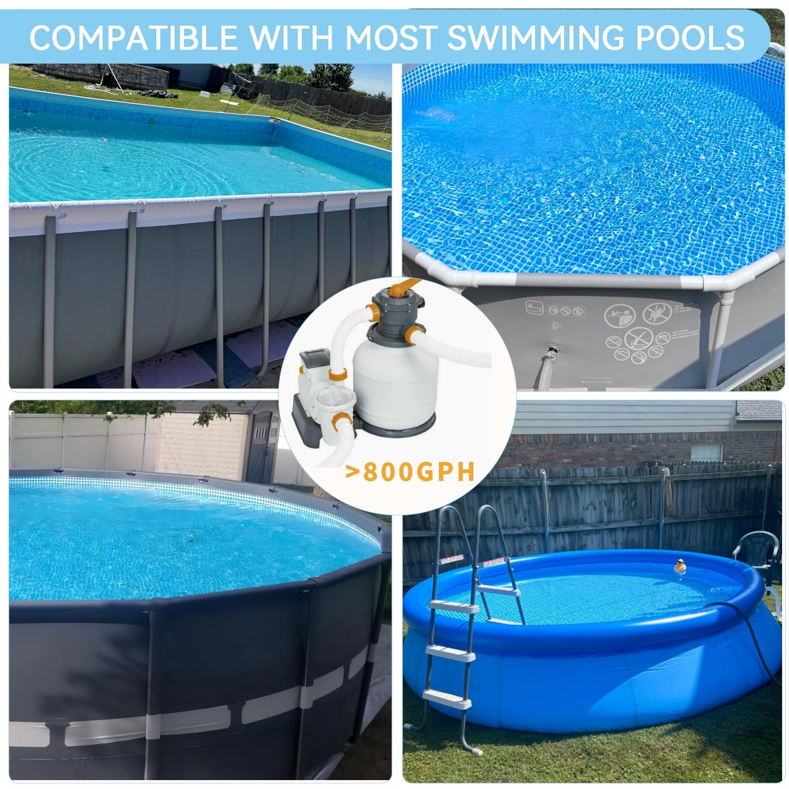 Skimmer per Piscina Fuori Terra, Nessuna Installazione Richiesta, Nessuna Staffa Regolabile Richiesta, Viene Fornito con 10 Calzini filtranti, Perfetto per Le Donne, Skimmer per Piscina a