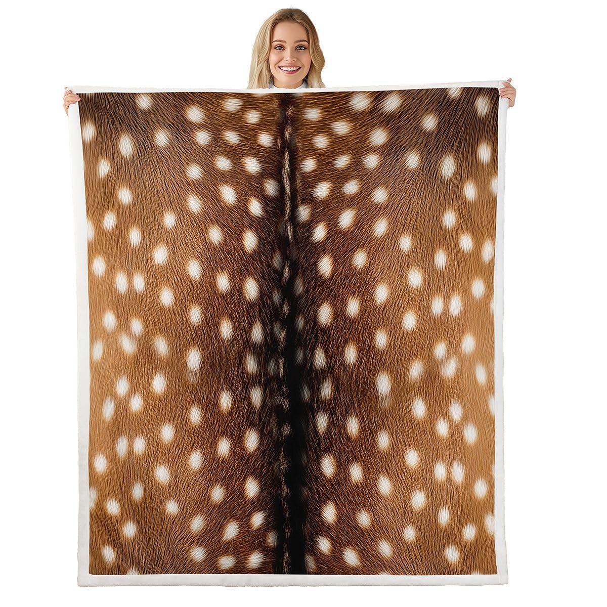 Erosebridal Brown Reindeer Fur Blanket for Bedroom,Elk Deer Hide Fleece Blanket 60"x80",Woodland Rustic Animal Print Throw Blanket,Jungle Wild Animals