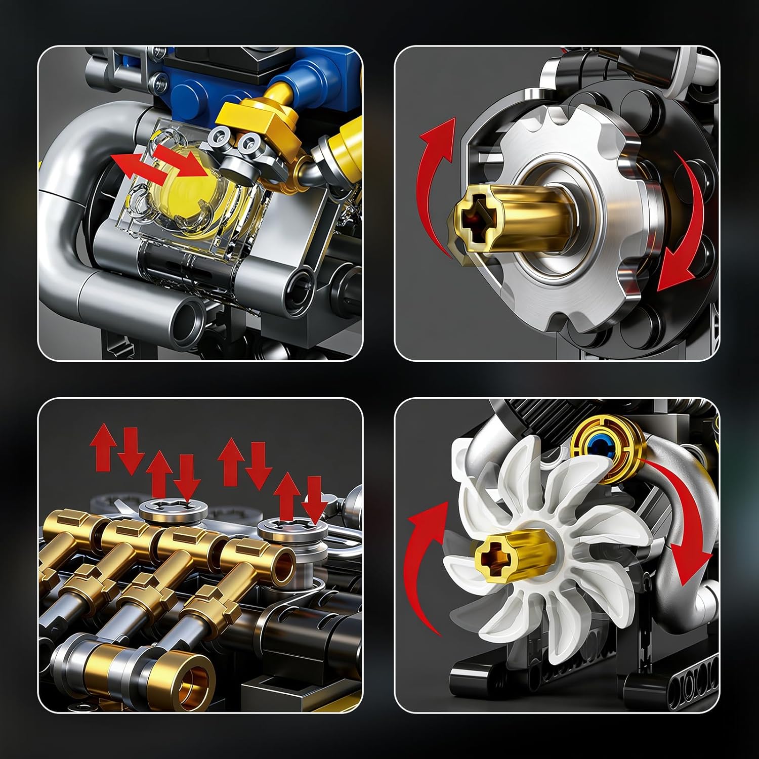 HJPLPXH Model Engine Kit for Adults Mini V8 Build Set STEM Mini Block Motor Model Small Engine Build Kit Desktop Mechanical Display for Car Lovers Hobbyists Collectors