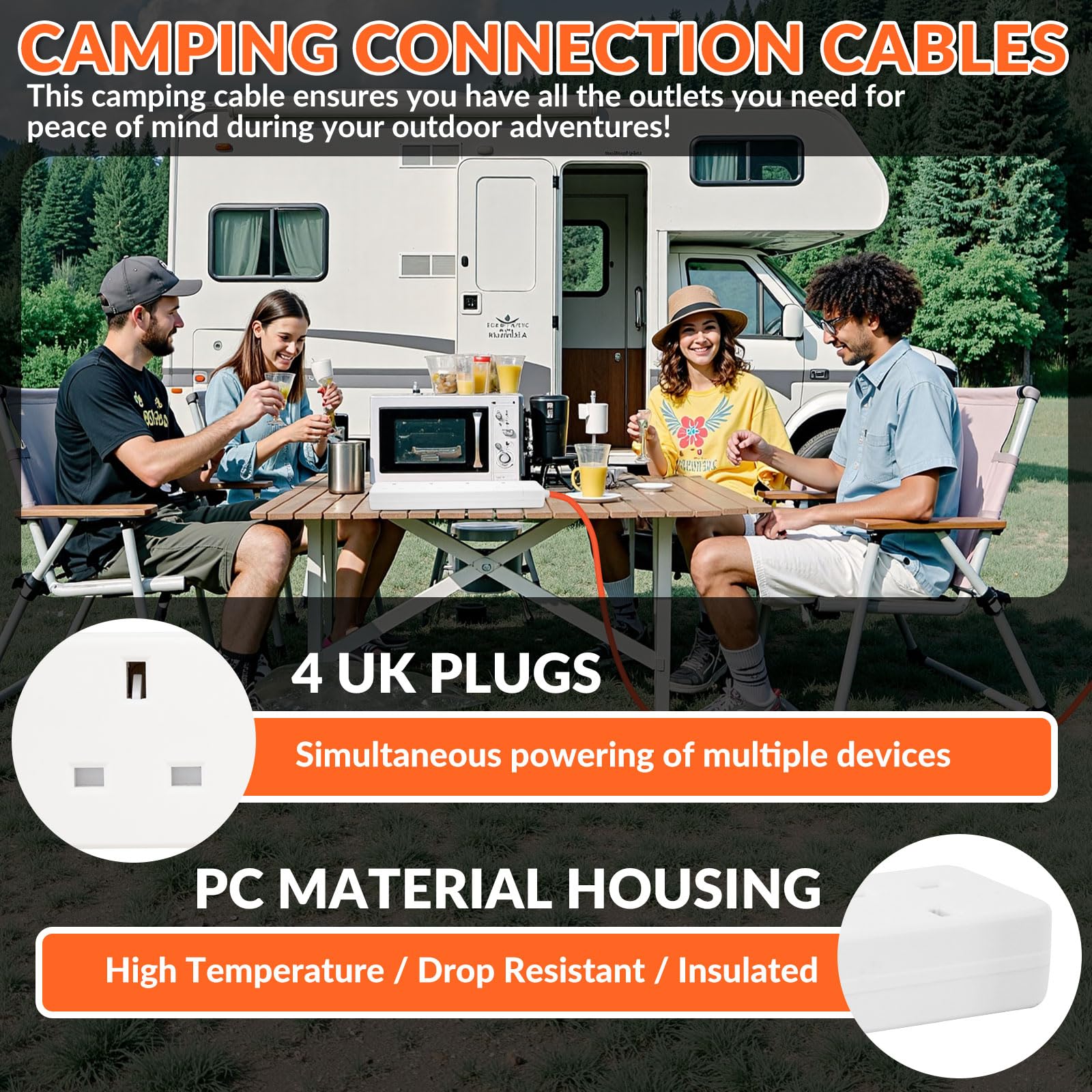 4 Gang Electric Hook Up for Camping,10 Metres 16A to 13A Extension Lead,Heavy Duty-250V Mains Lead for Caravans,Mobile Homes,Motorhomes — view 6