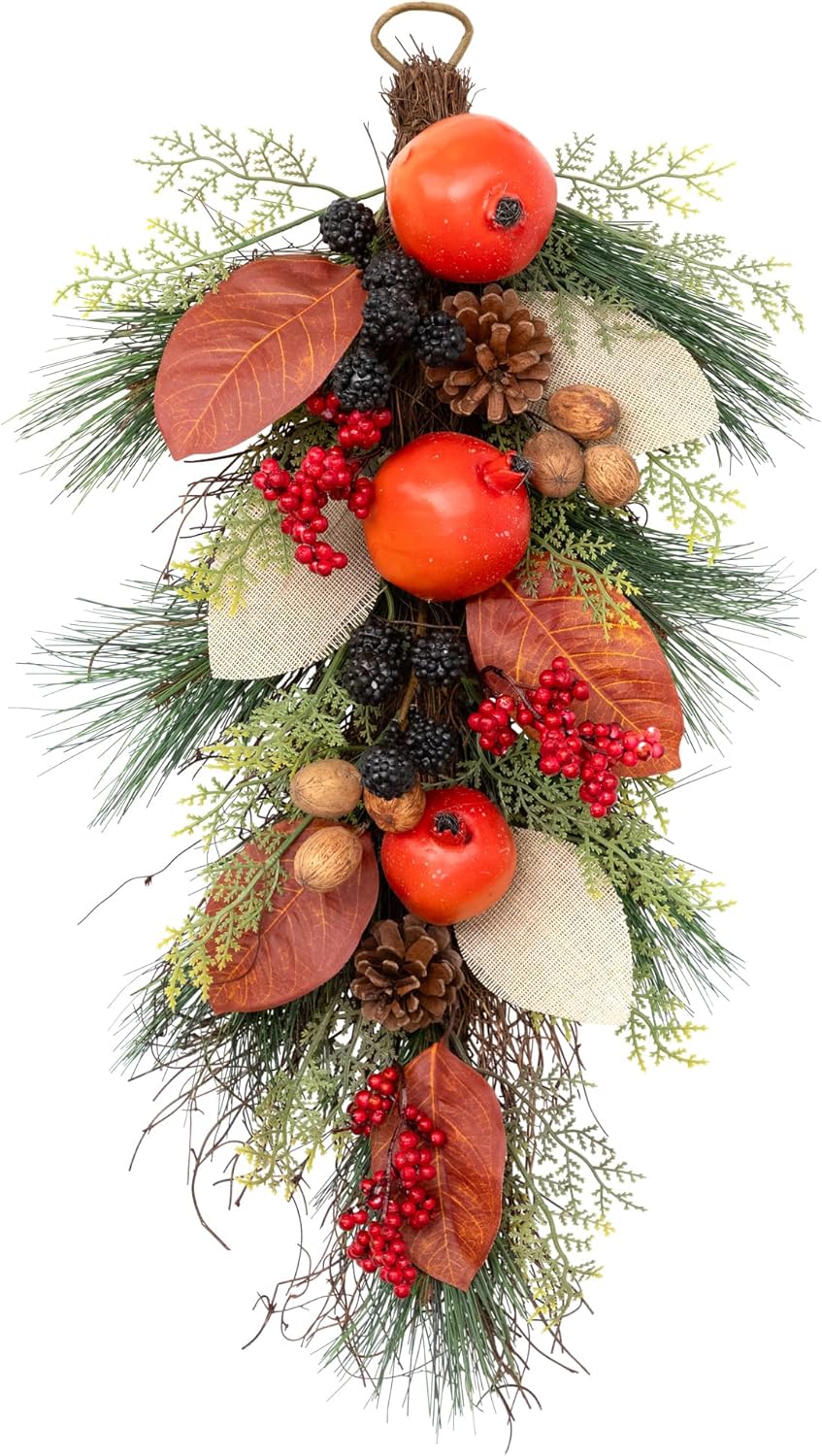 Mixed Berry and Pomegranate Artificial Fall Harvest Teardrop Swag - 30"