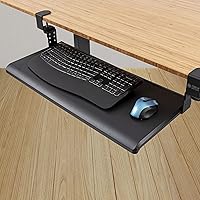 Vista 4 de Stand Up Desk Store - Bandeja ajustable y retráctil para teclado, con abrazadera compacta, debajo del escritorio, optimización de espacio, 25 x 11.5